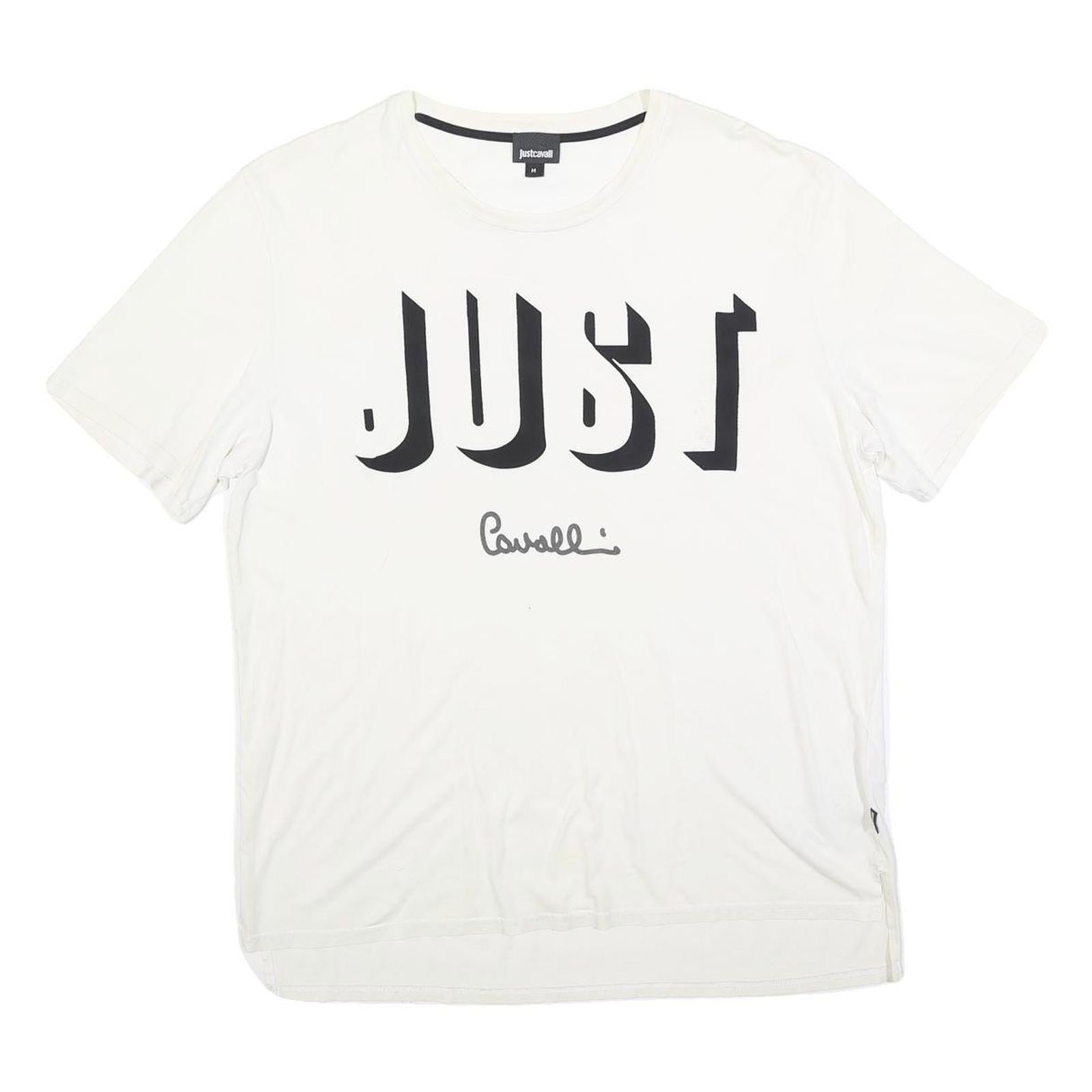 JUST CAVALLI Mens White Graphic Logo Short Sleeve Crew Neck T-Shirt M Refurbished - N/A refurbished available on Cerqular