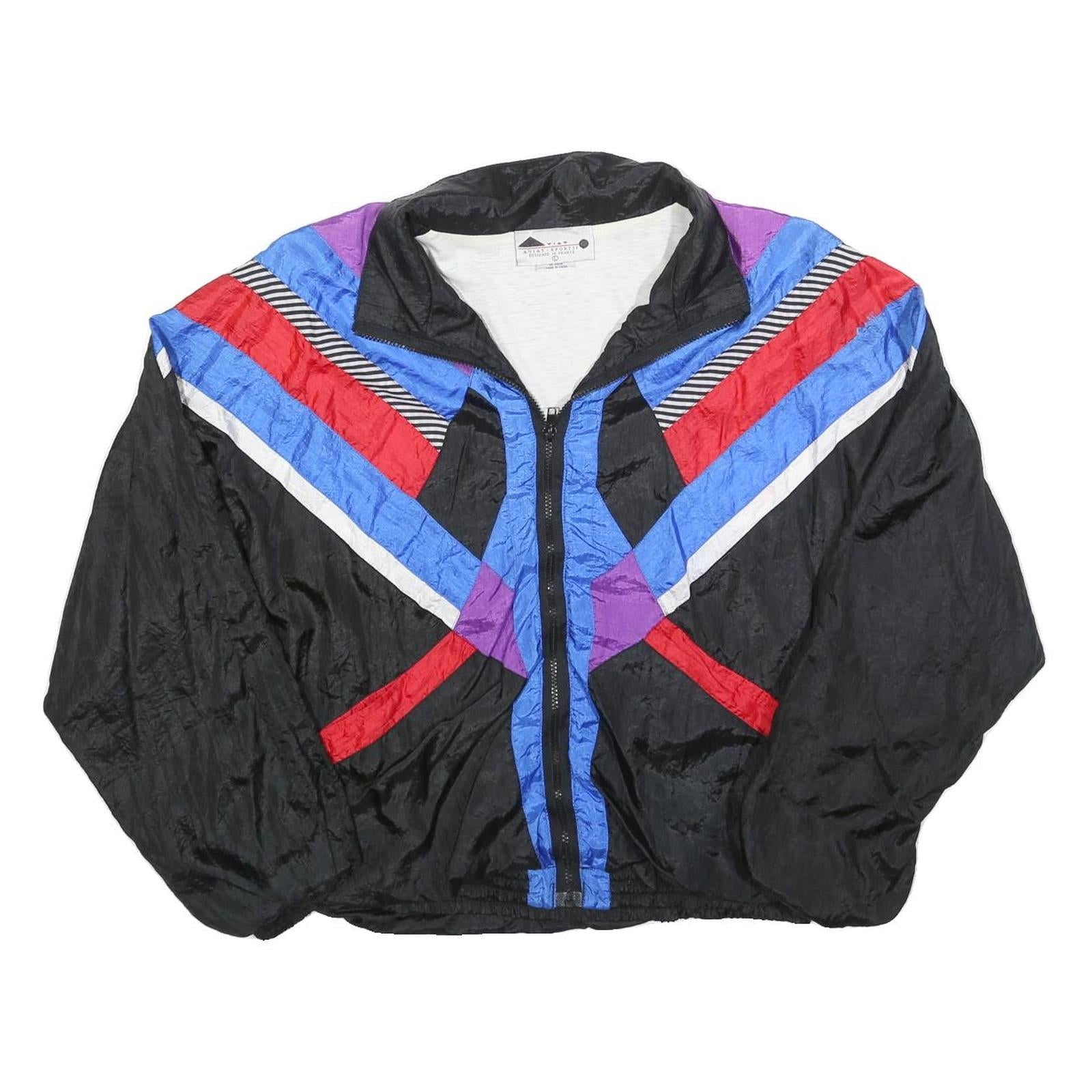 AVAIT SPORTIF Mens Black Blue & Red Colourblock Track Jacket L Polyester Blend Refurbished - N/A refurbished available on Cerqular
