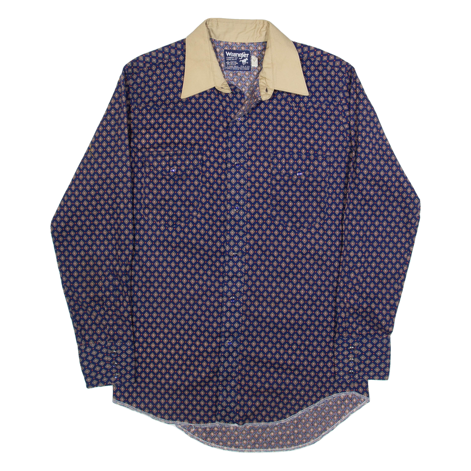 WRANGLER Mens Shirt Blue Spotted Long Sleeve M Refurbished - N/A refurbished available on Cerqular