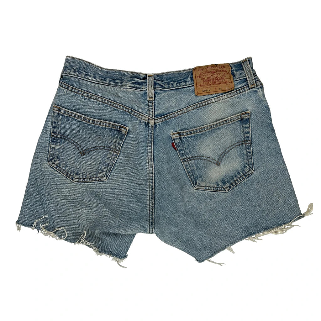 Levis Denim Shorts - 30W UK 10 Light Wash Cotton Refurbished - Thrifted (note: this is a term often used to describe second- refurbished available on Cerqular