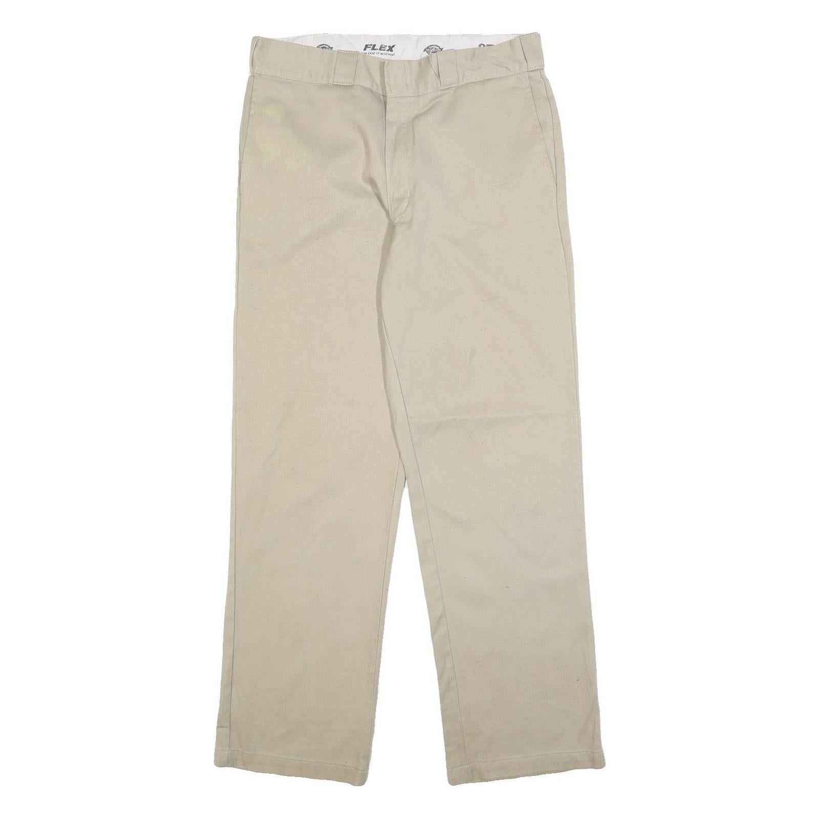 DICKIES Mens Regular Fit Beige Workwear Cotton Blend Trousers W32 L30 Zip Refurbished - N/A refurbished available on Cerqular