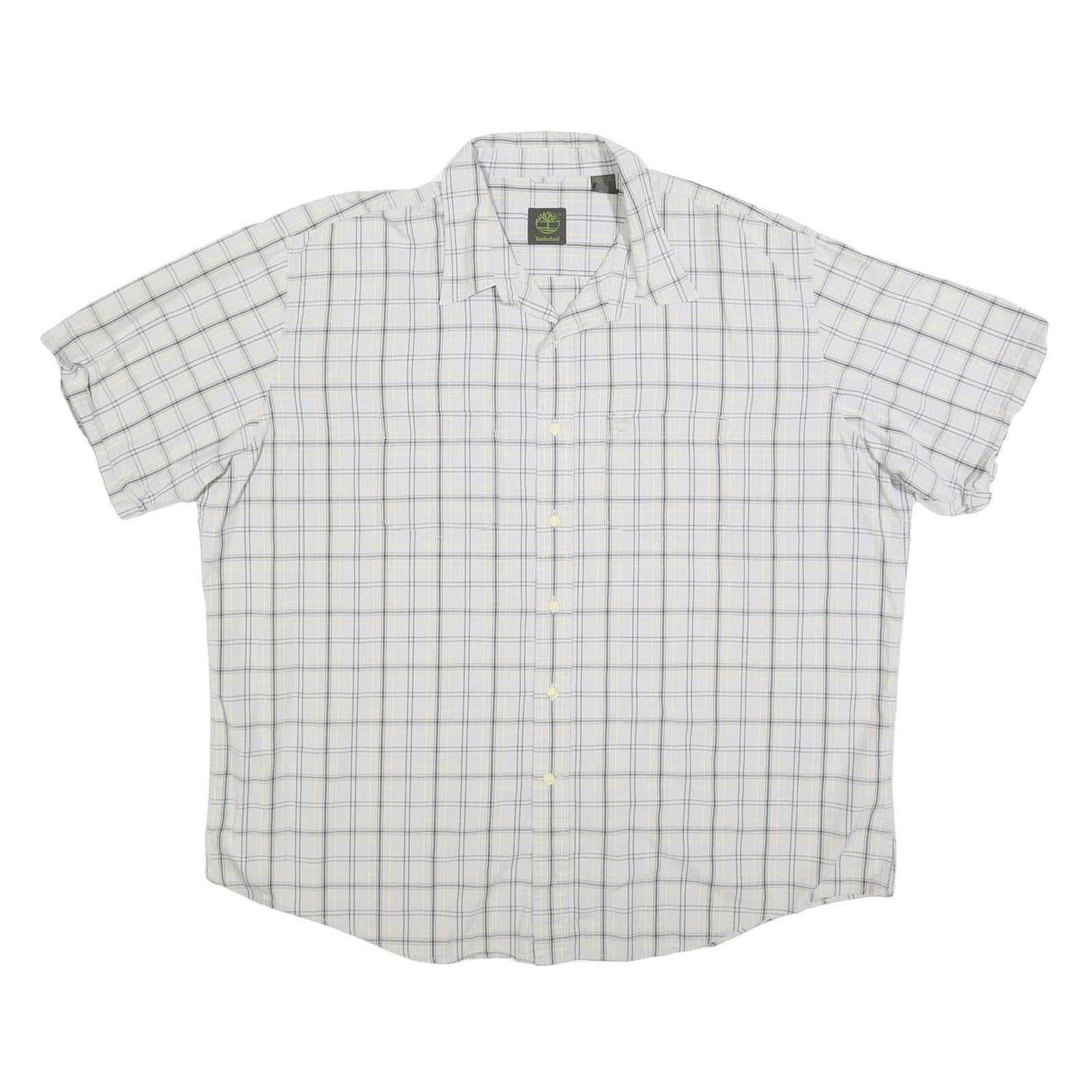 TIMBERLAND Mens White & Grey Check Shirt 2XL Cotton Blend Casual Summer Refurbished - N/A refurbished available on Cerqular