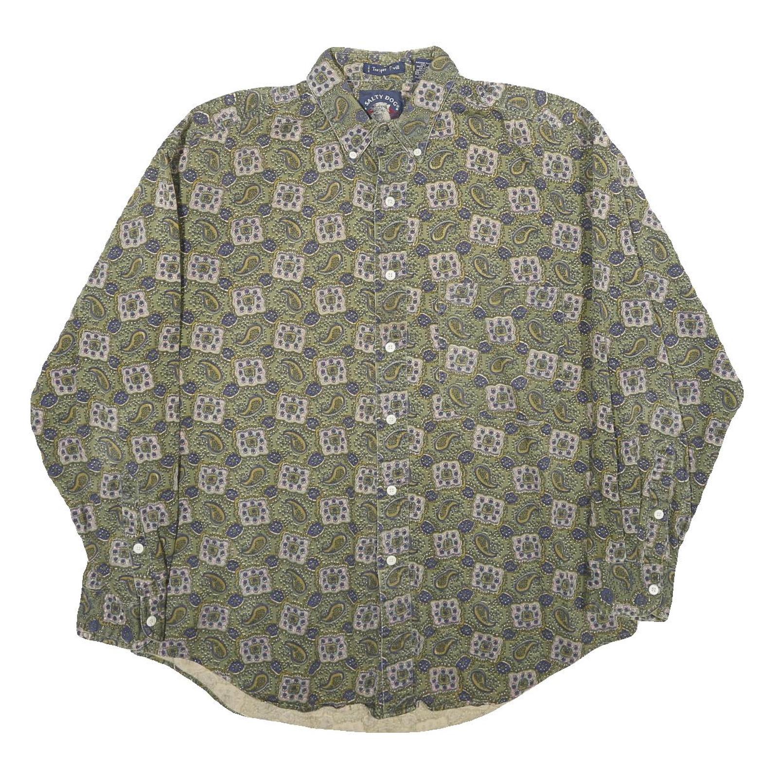 SALTY DOG Mens Green Paisley Pattern Cotton Shirt M Long Sleeve Button Collar Refurbished - N/A refurbished available on Cerqular
