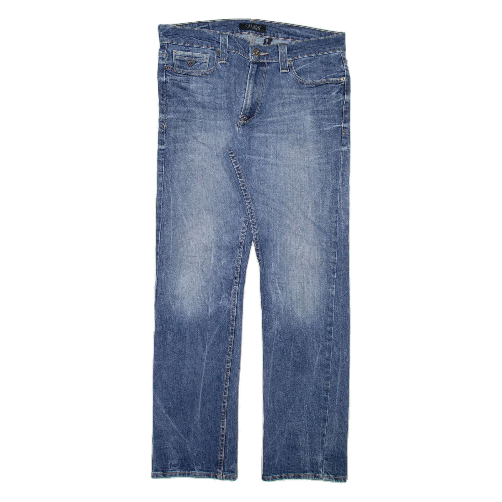 GUESS Mens Jeans Blue Regular Tapered Stone Wash W33 L31 Refurbished - N/A refurbished available on Cerqular