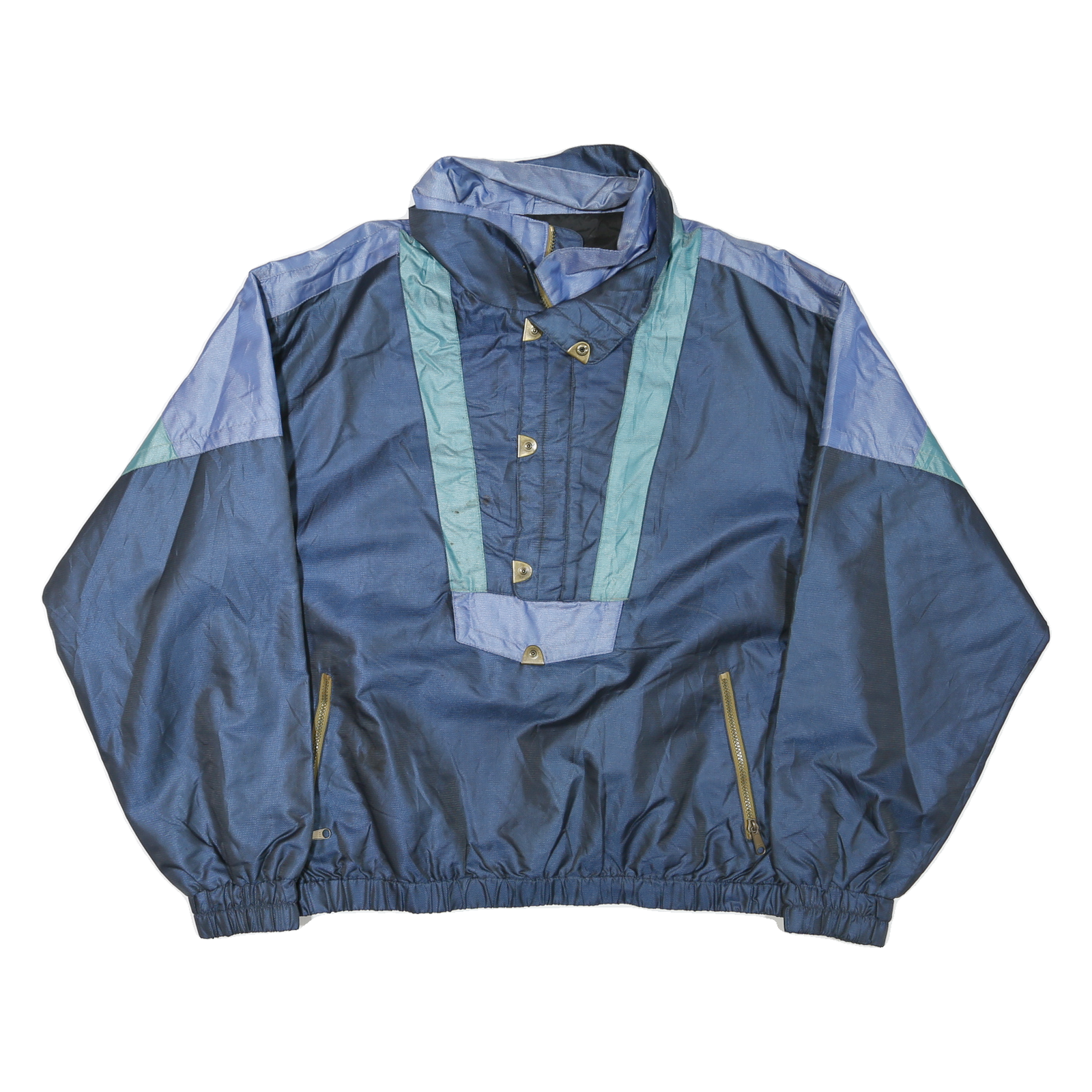 Mens Blue & Purple Polyester Woven Colourblock Windbreaker XL Zip Jacket Relaxed Refurbished - N/A refurbished available on Cerqular