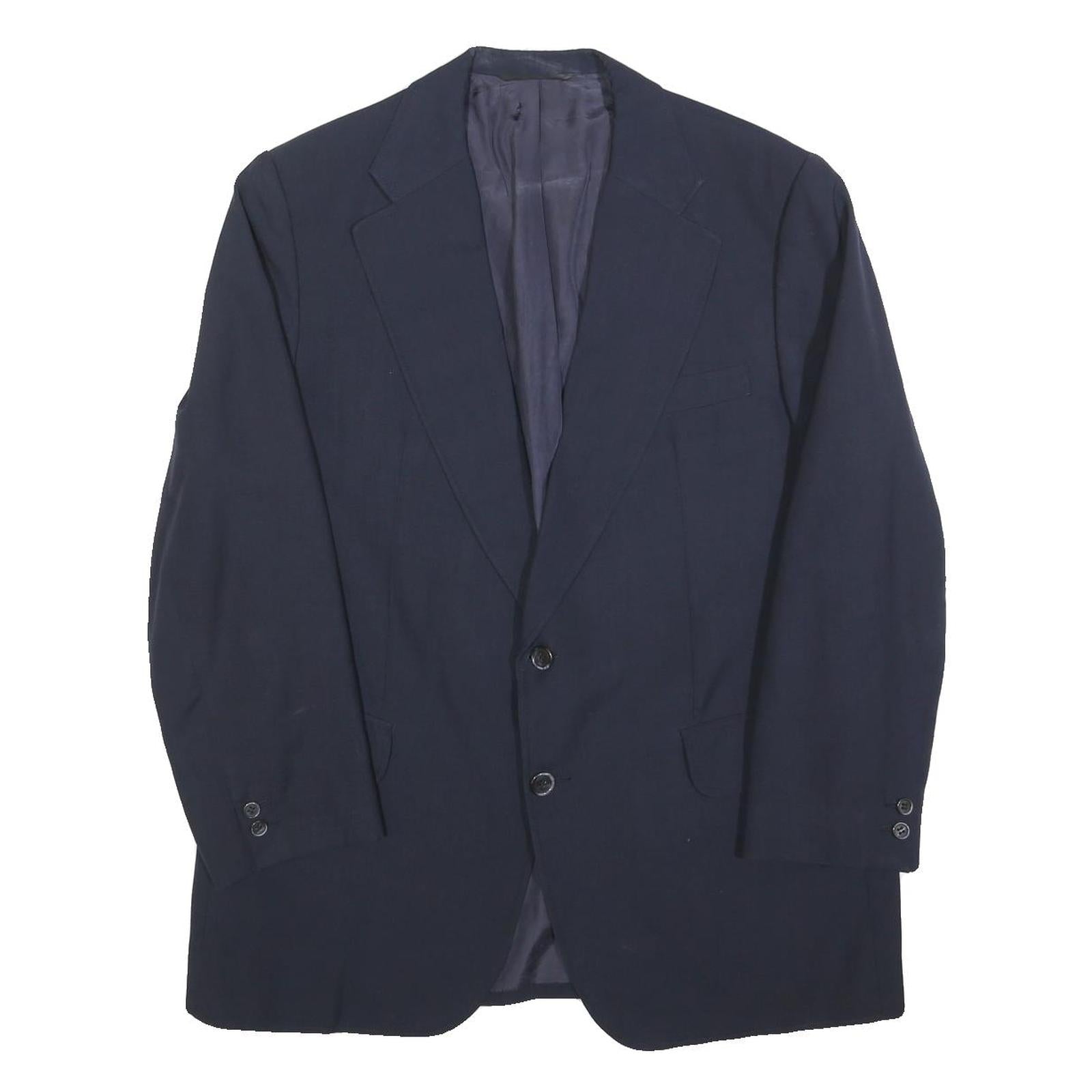 MCGREGOR Mens Navy Blue Wool Blend Classic Jacket M Button Plain Formal Refurbished - N/A refurbished available on Cerqular