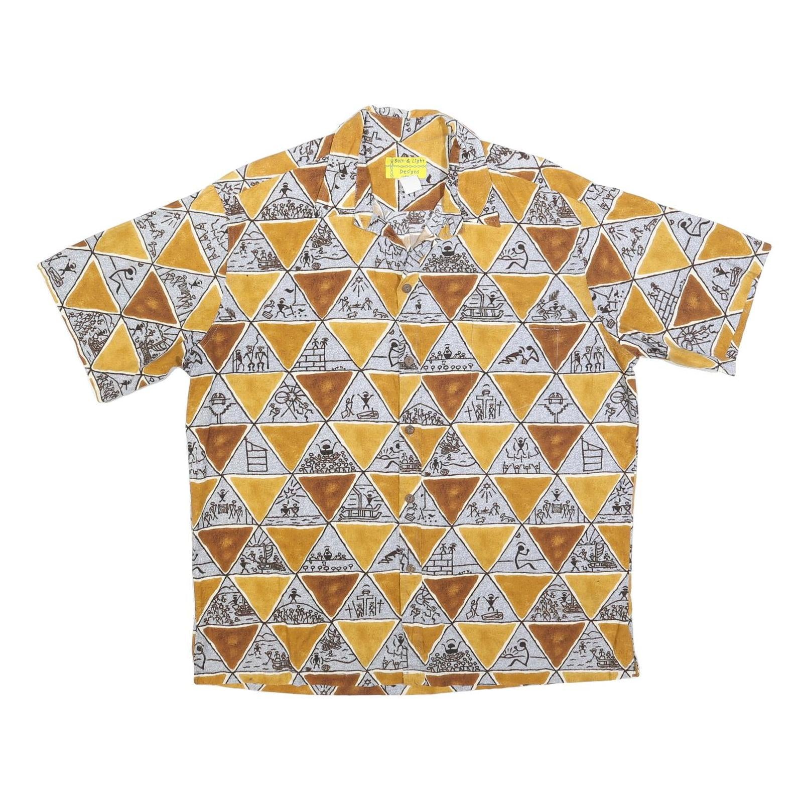 SALT & LIGHT Mens Yellow & Brown Patterned Shirt XL Cotton Blend Casual Summer Refurbished - N/A refurbished available on Cerqular