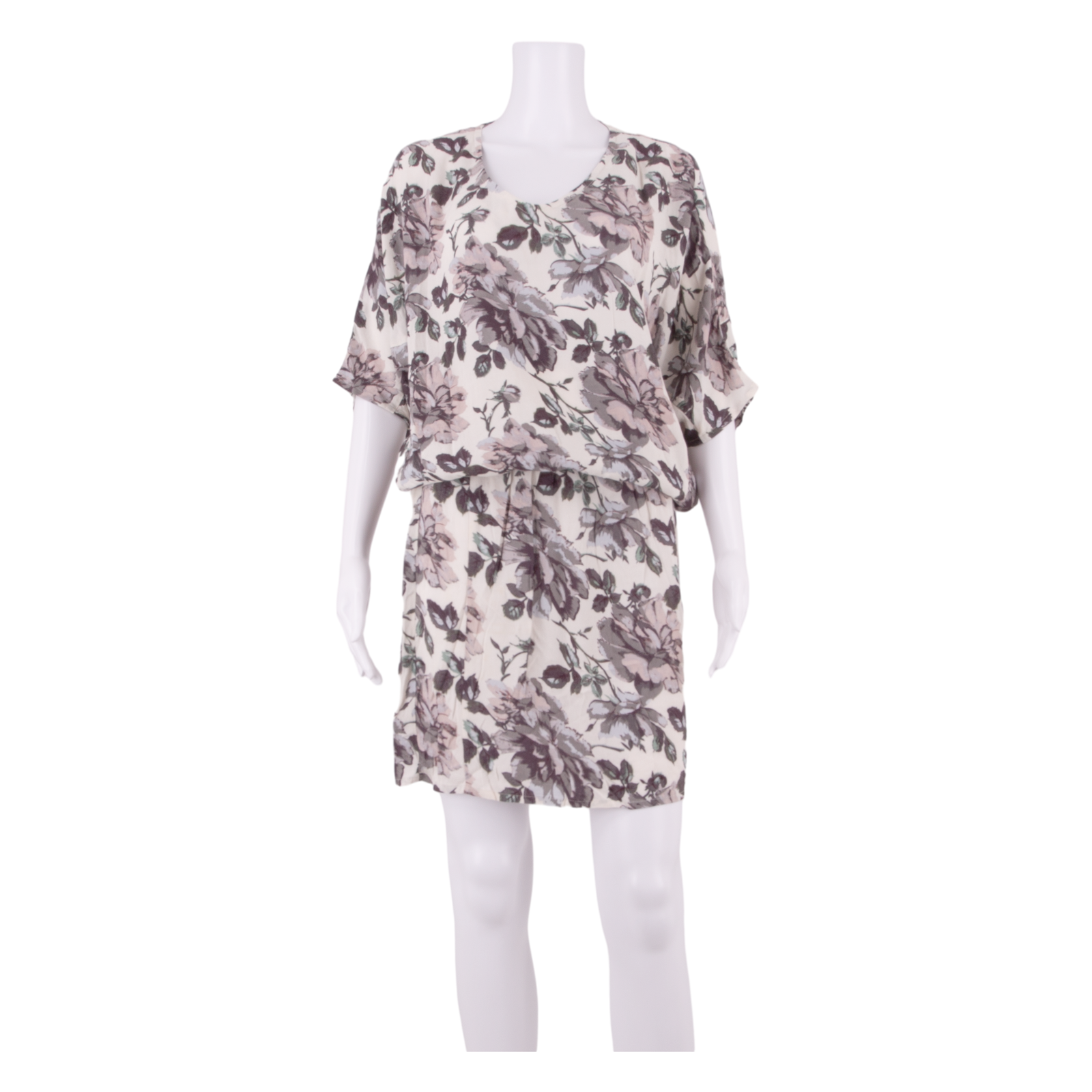 GANNI Womens Day Dress Cream Viscose Floral Short Sleeve Midi S Refurbished - N/A refurbished available on Cerqular
