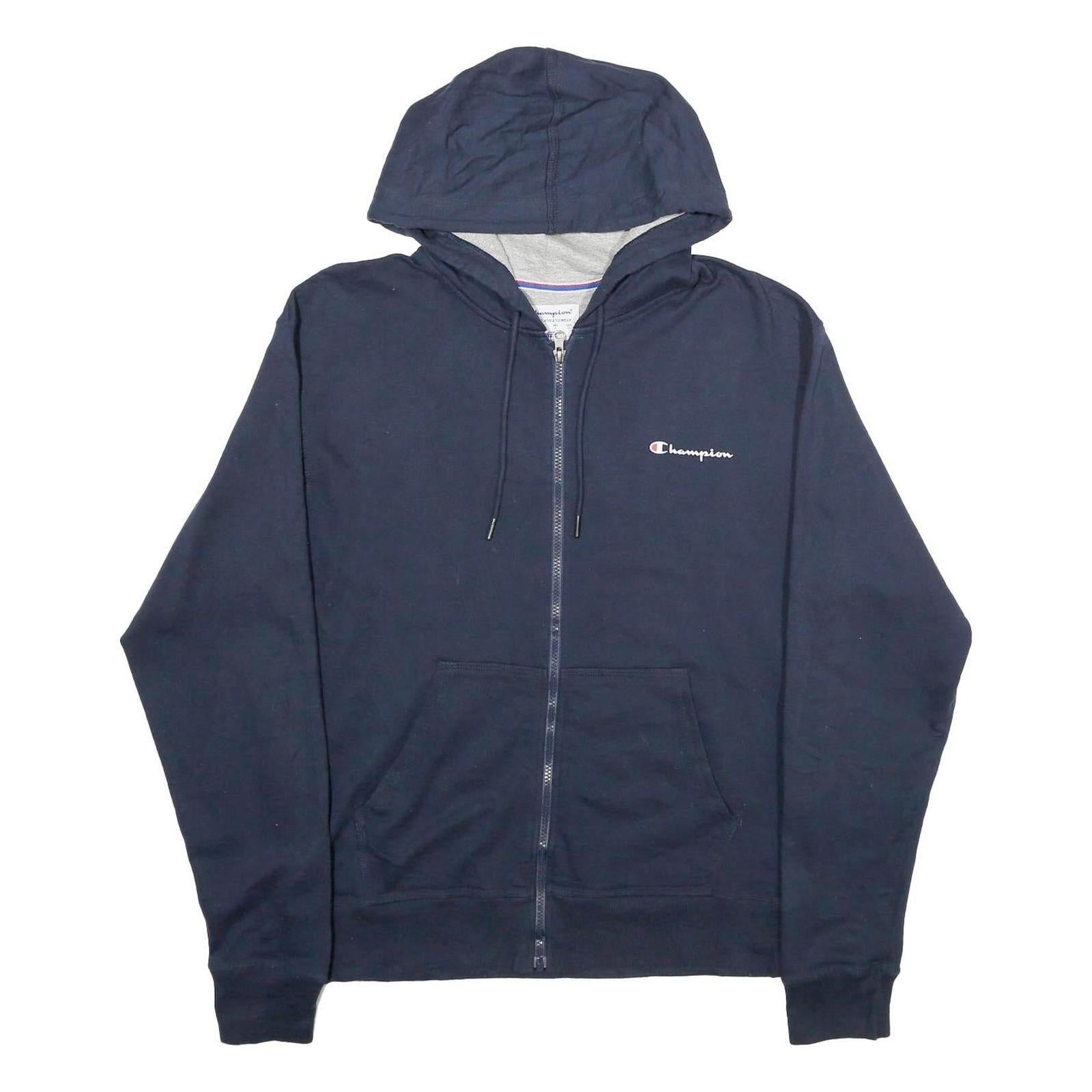 CHAMPION Mens Navy Blue Zip Hoodie M Cotton Blend Slim Fit Casual Refurbished - N/A refurbished available on Cerqular