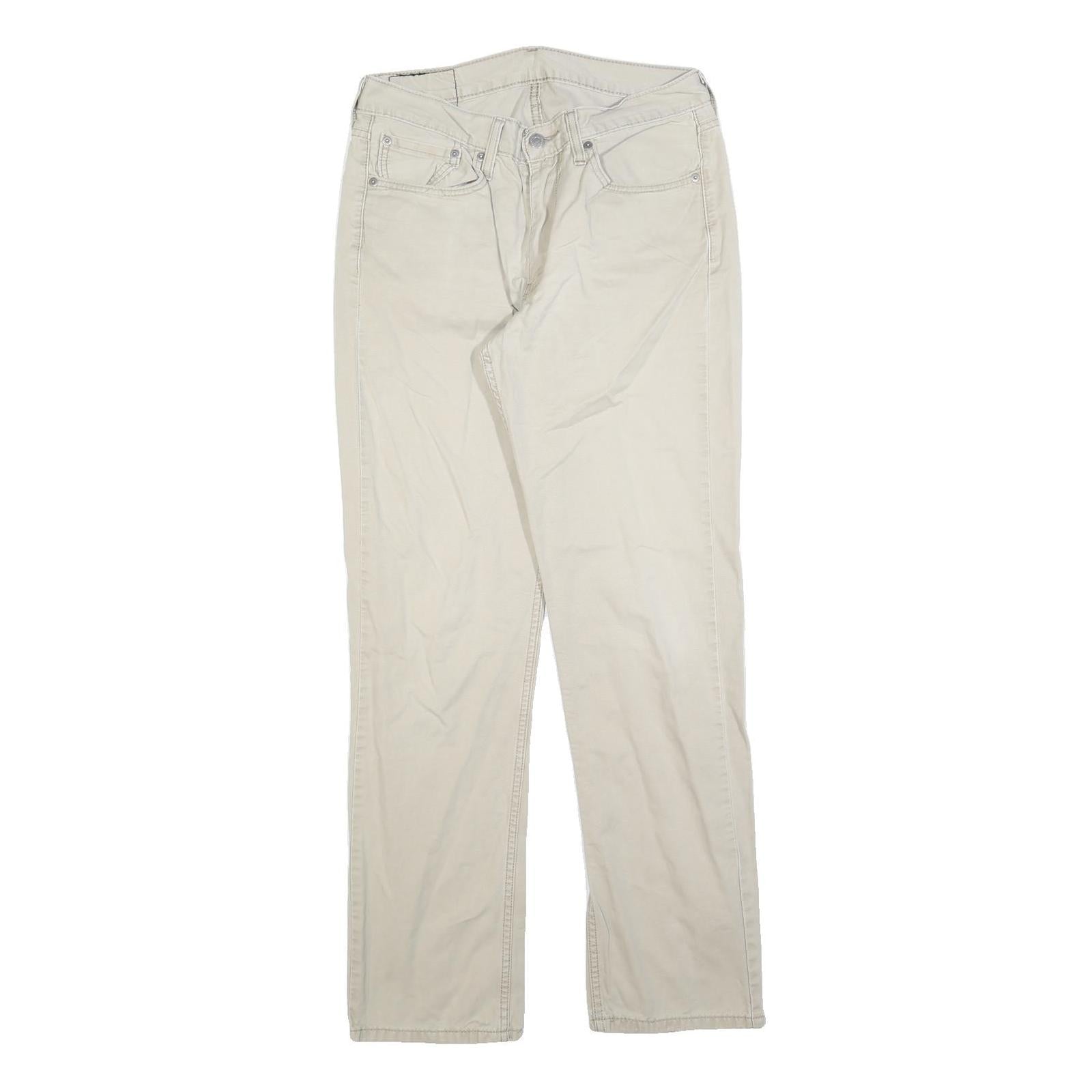 LEVI'S Mens Regular Fit Beige Cotton Blend Trousers W32 L34 Casual Zip Closure Refurbished - N/A refurbished available on Cerqular