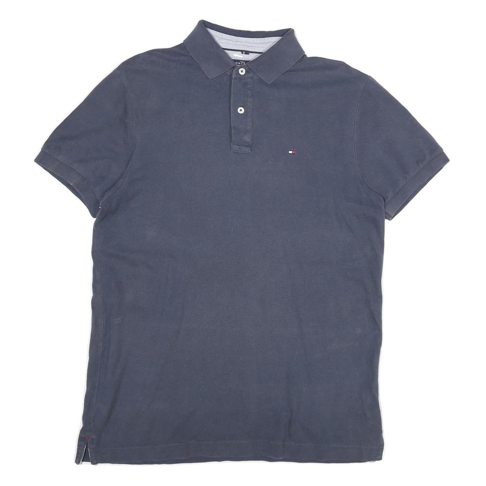 TOMMY HILFIGER Mens Blue Short Sleeve Plain M Polo Shirt Classic Comfort Refurbished - N/A refurbished available on Cerqular