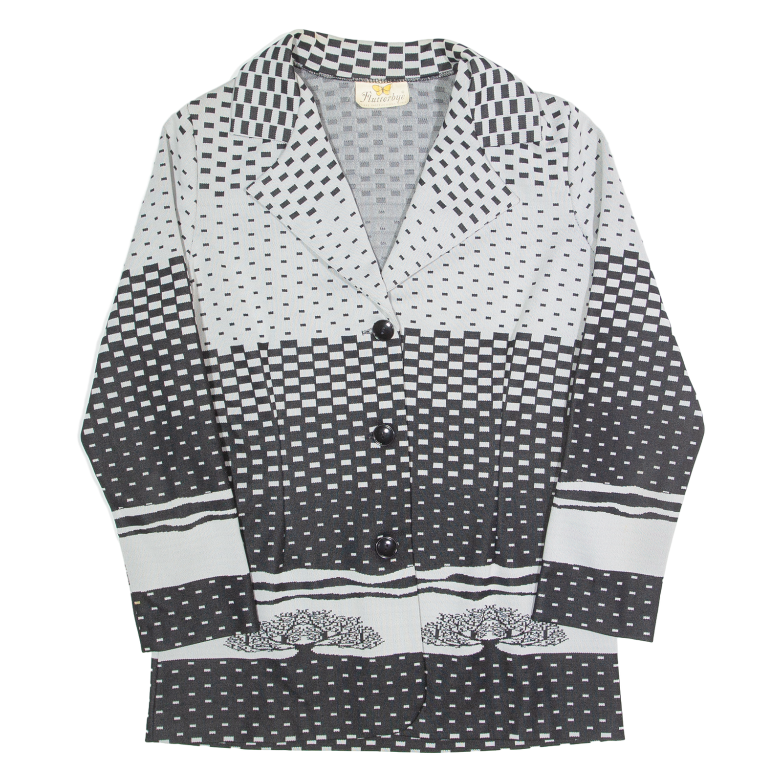 Womens Printed Shirt Grey Collared Long Sleeve 90s Spotted S Refurbished - N/A refurbished available on Cerqular