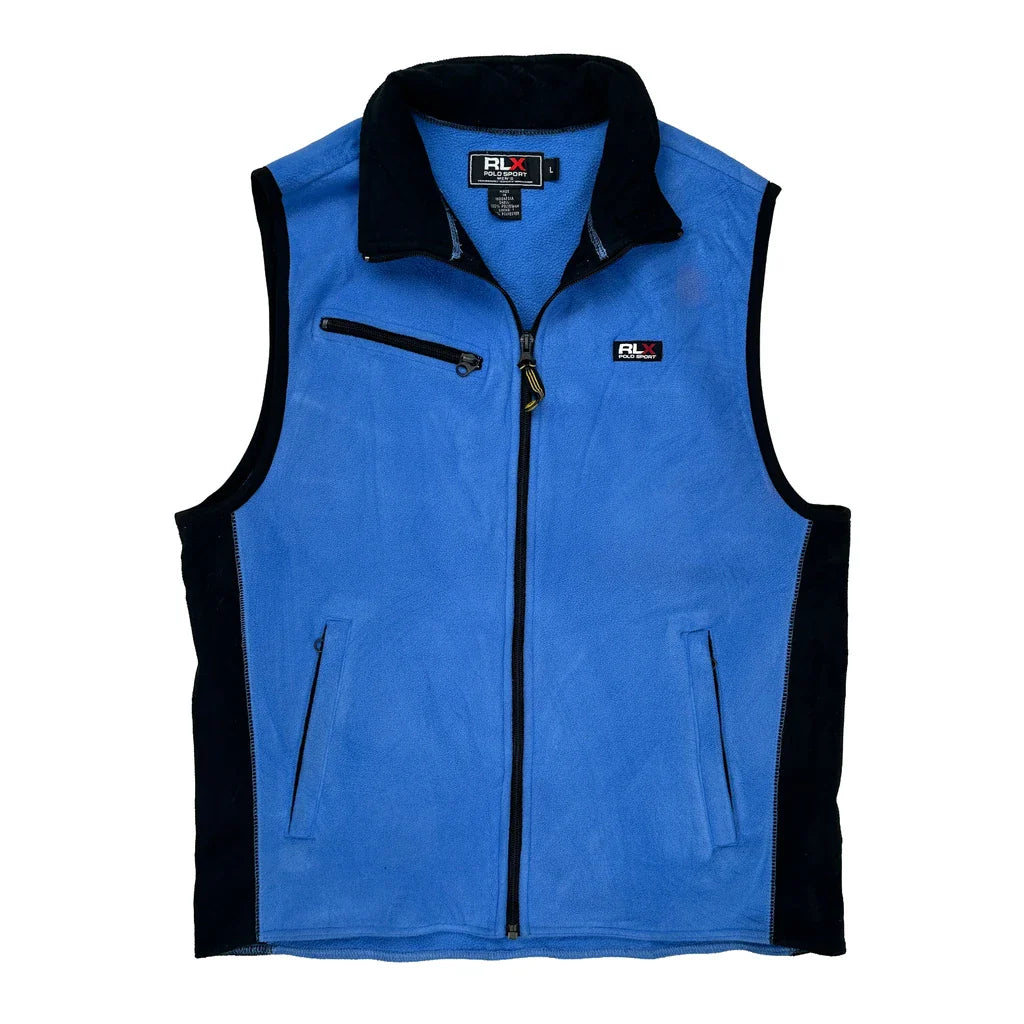 Polo Sport Fleece Gilet - Large Black Polyester Refurbished - Thrifted (note: this is a term often used to describe second- refurbished available on Cerqular