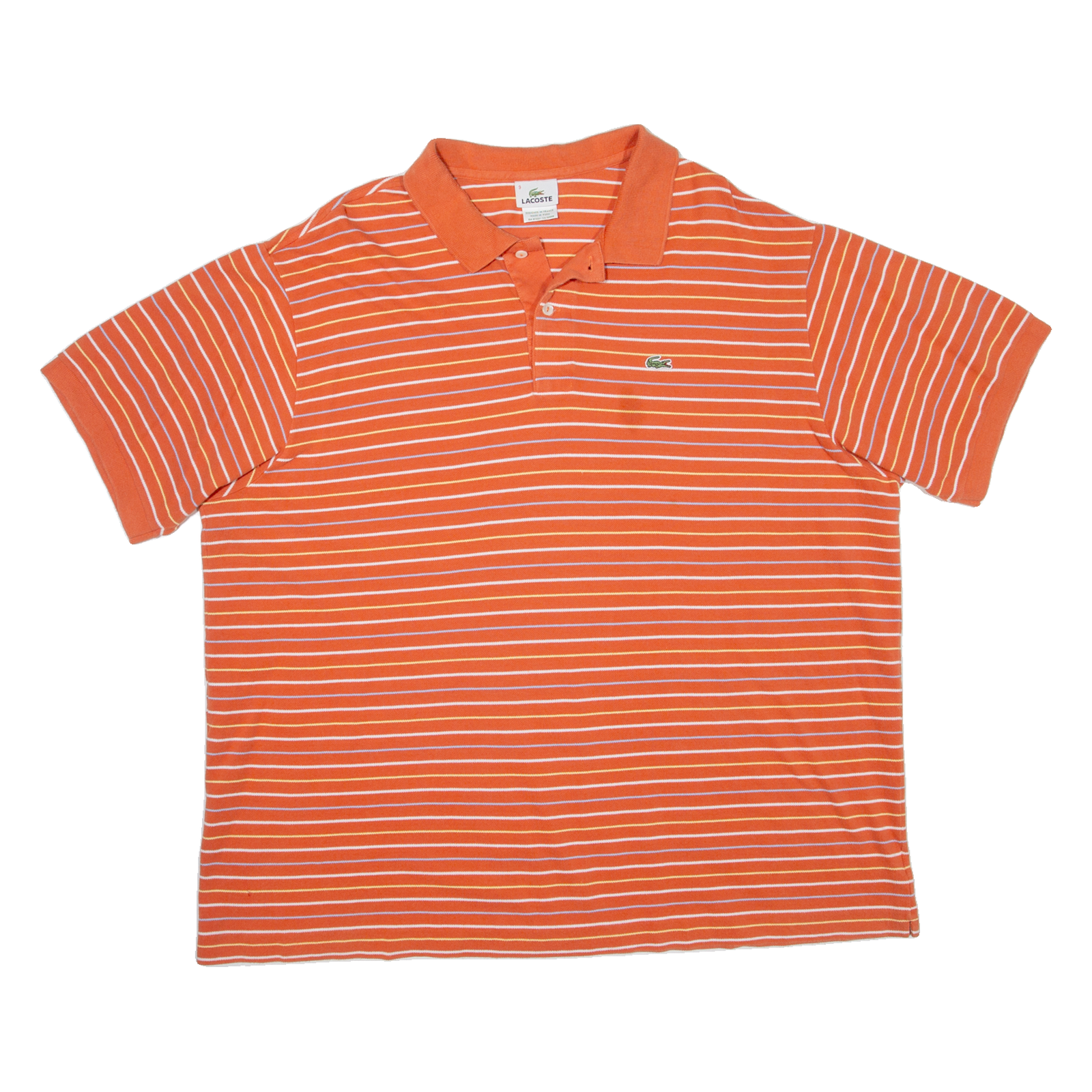 LACOSTE Mens Polo Shirt Orange Striped 2XL Refurbished - N/A refurbished available on Cerqular