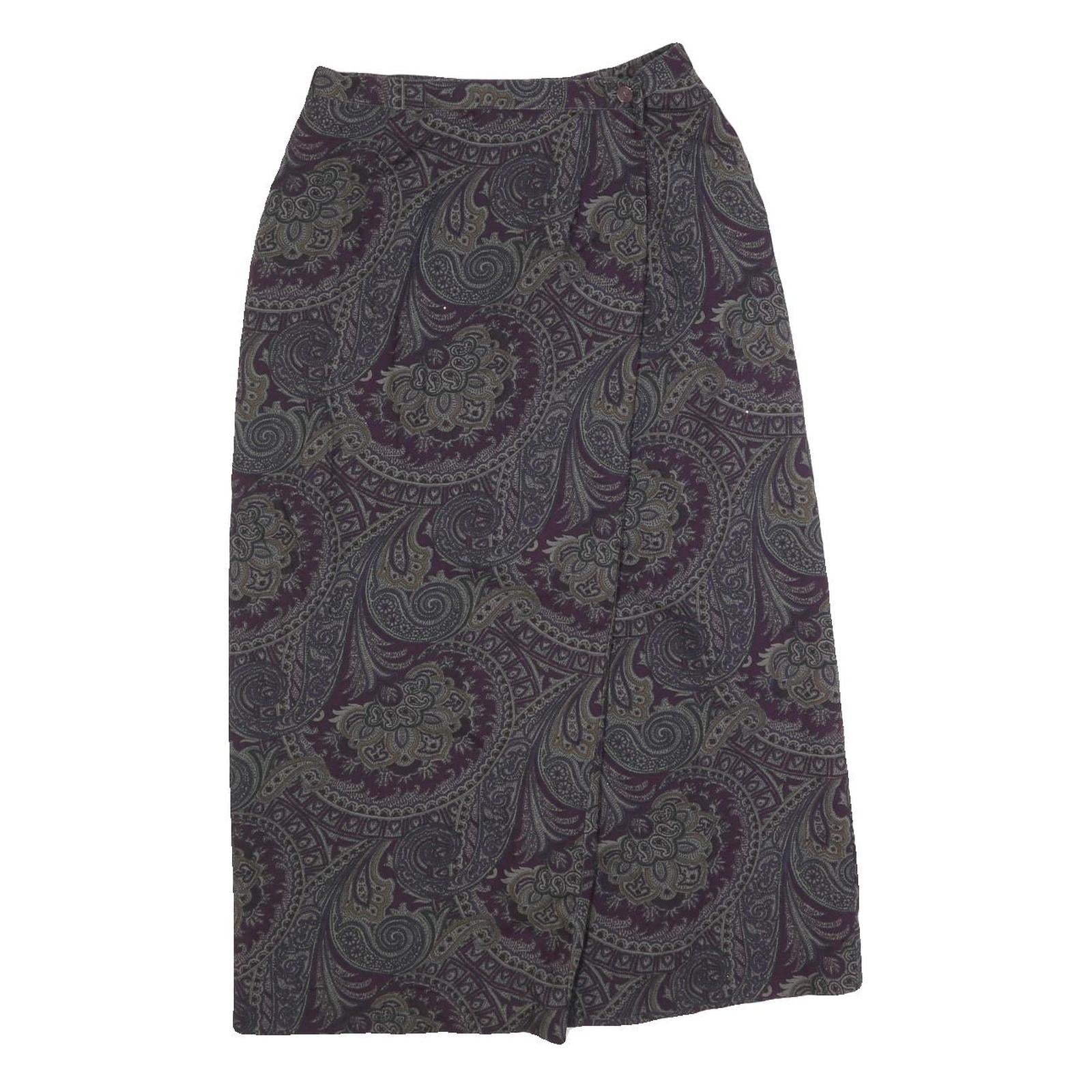TALBOTS Womens Purple Paisley Wool Midi Pencil Skirt Size S Classic Design Refurbished - N/A refurbished available on Cerqular