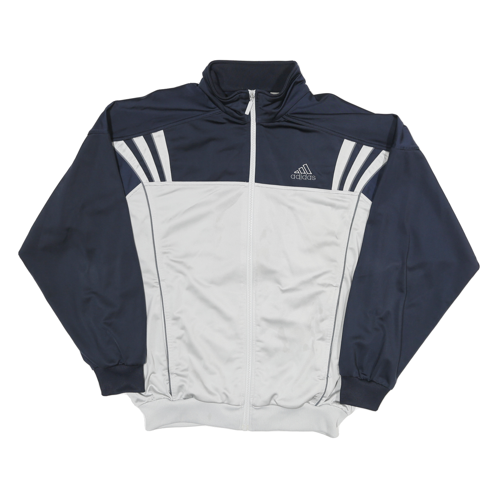 ADIDAS Mens Navy & White Track Jacket L Polyester Blend Zip Collar Casual Refurbished - N/A refurbished available on Cerqular