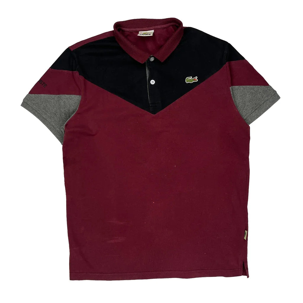 Lacoste Contrast Stitch Polo Shirt - Large Black Cotton Refurbished - Thrifted (note: this is a term often used to describe second- refurbished available on Cerqular