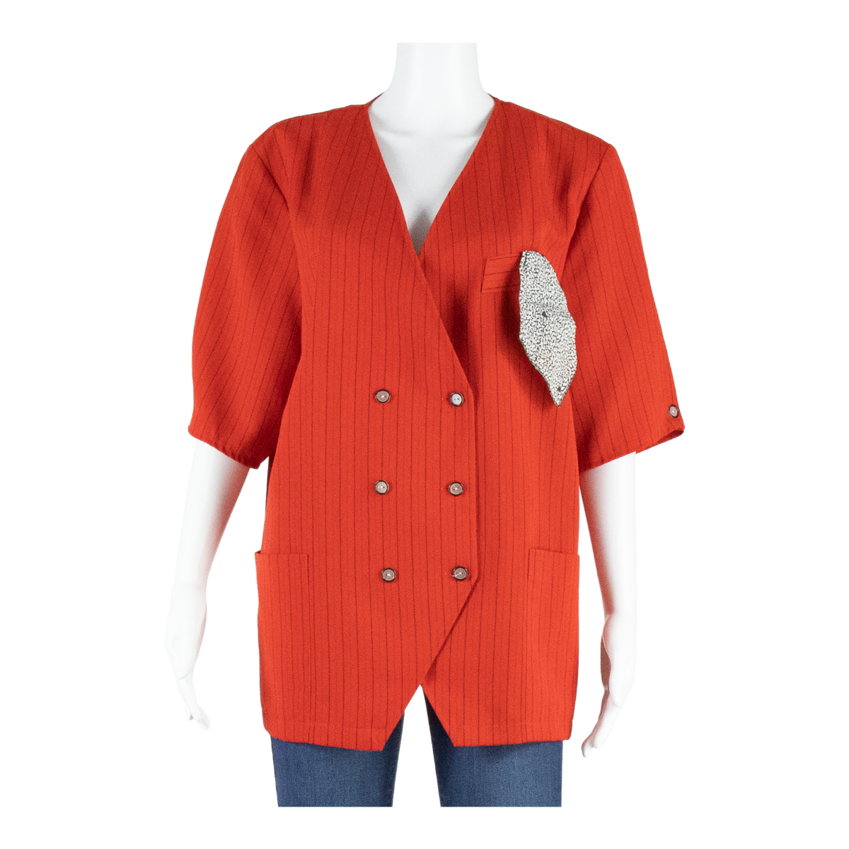 DIVINA Womens Blouse Red V-Neck Striped XL Refurbished - N/A refurbished available on Cerqular