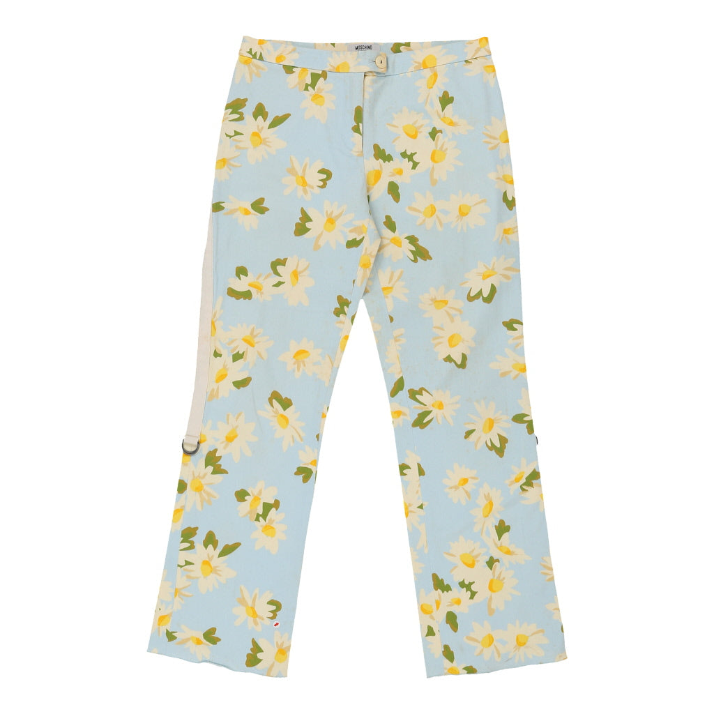Buy Cheap & Chic Moschino Floral Trousers - 30W UK 8 Blue Cotton | Size: UK 8 Refurbished - $80.04 Cheap & Chic Moschino Floral Trousers - 30W UK 8 Blue Cotton | Size: UK 8 Refurbished - N/A (Preloved Designer is not a specific brand, it refurbished available on Cerqular