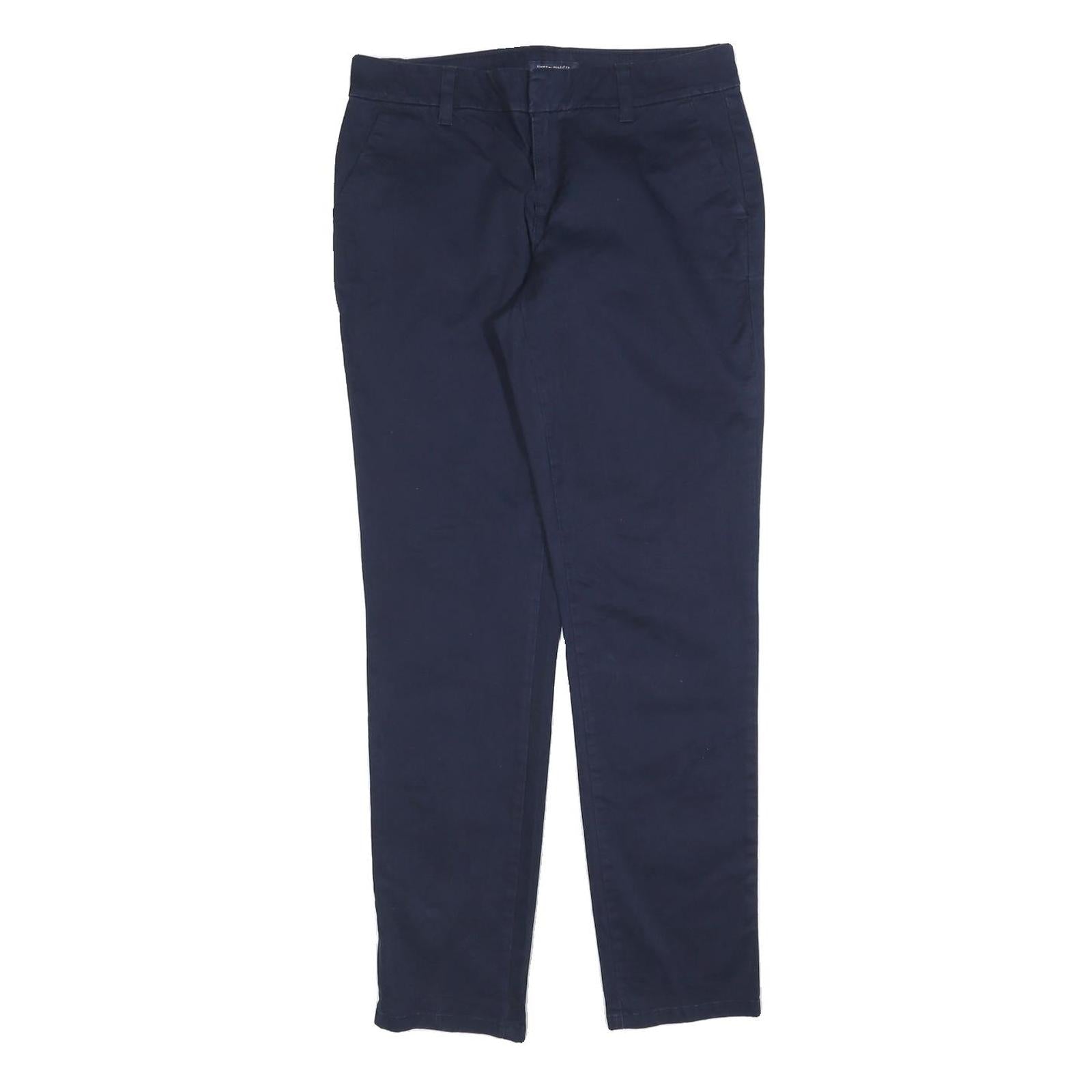 TOMMY HILFIGER Womens Cotton Blend Navy Slim Straight Trousers W28 L30 Chinos Refurbished - N/A refurbished available on Cerqular
