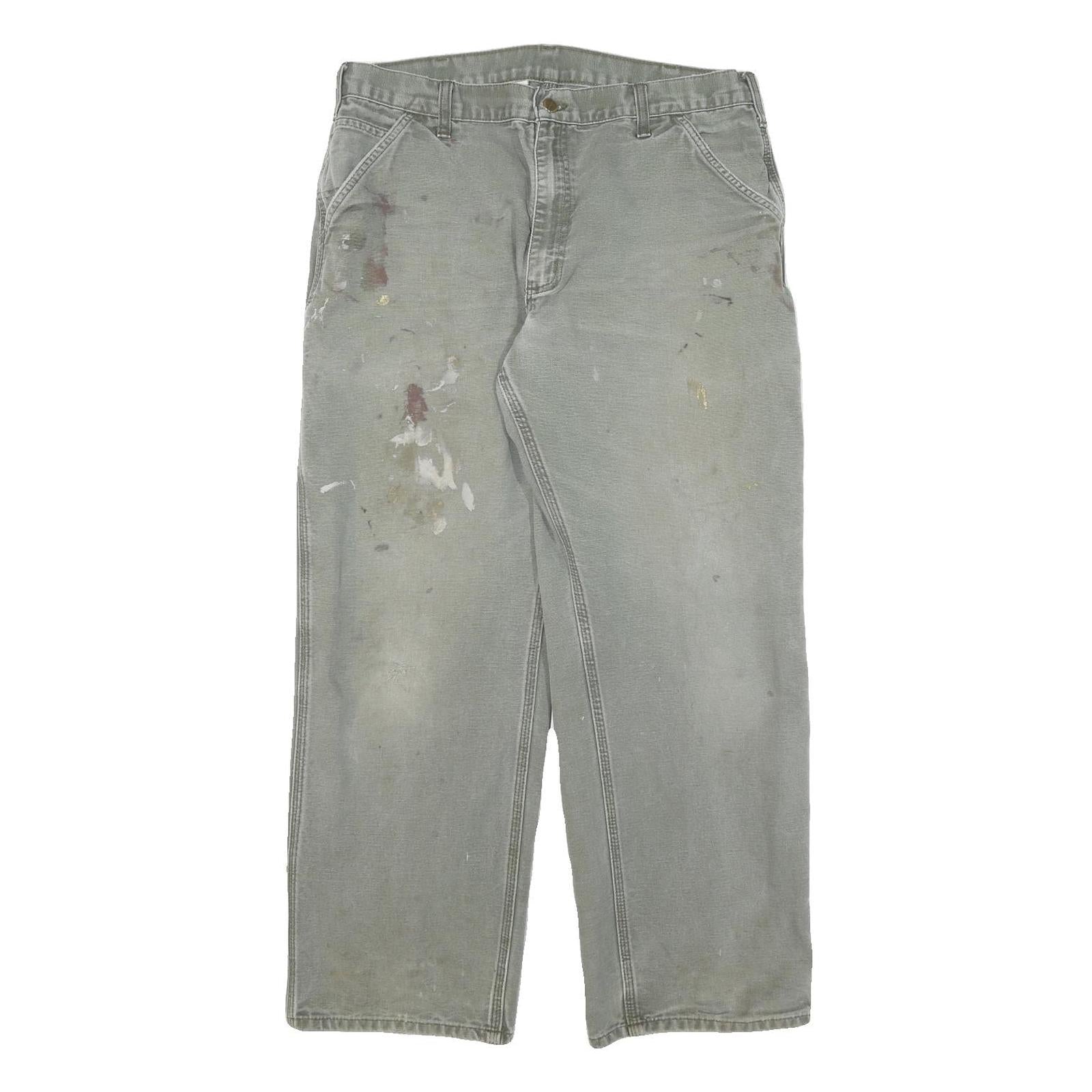 CARHARTT Mens Jeans Grey Regular Straight Denim W34 L29 Workwear Utility Refurbished - N/A refurbished available on Cerqular