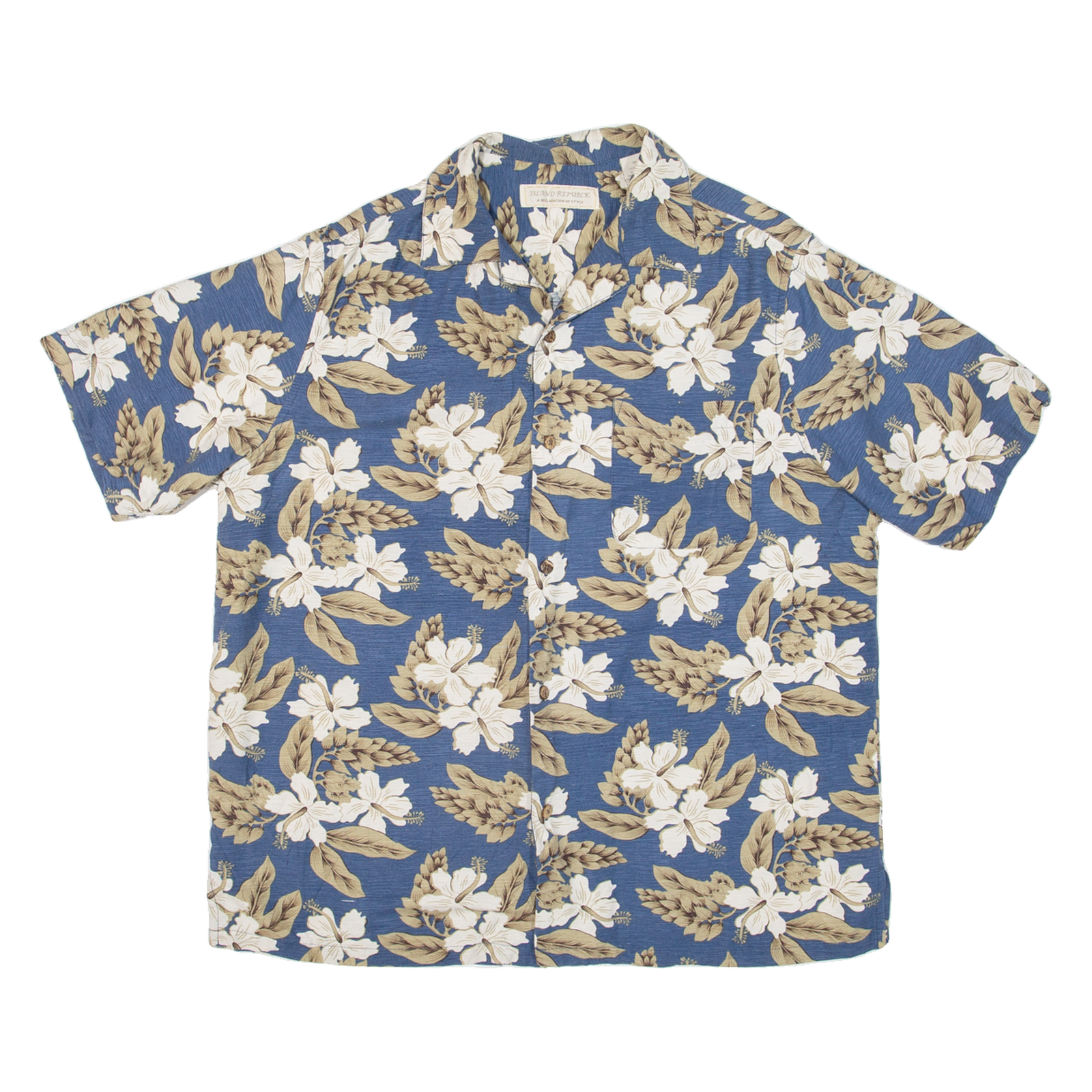 ISLAND REPUBLIC Mens Hawaiian Shirt Blue Floral M Refurbished - N/A refurbished available on Cerqular