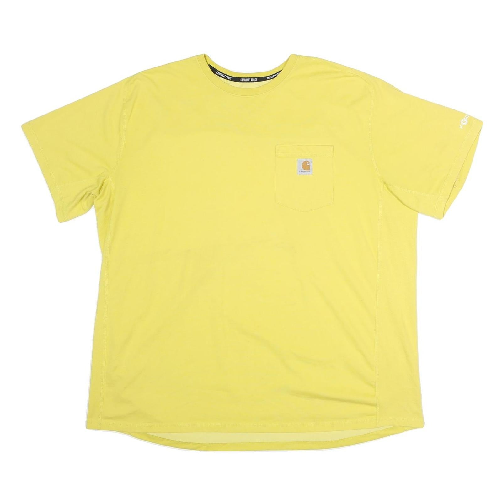 CARHARTT Mens Yellow Polyester Blend T-Shirt 2XL Short Sleeve Crew Neck Pocket Refurbished - N/A refurbished available on Cerqular