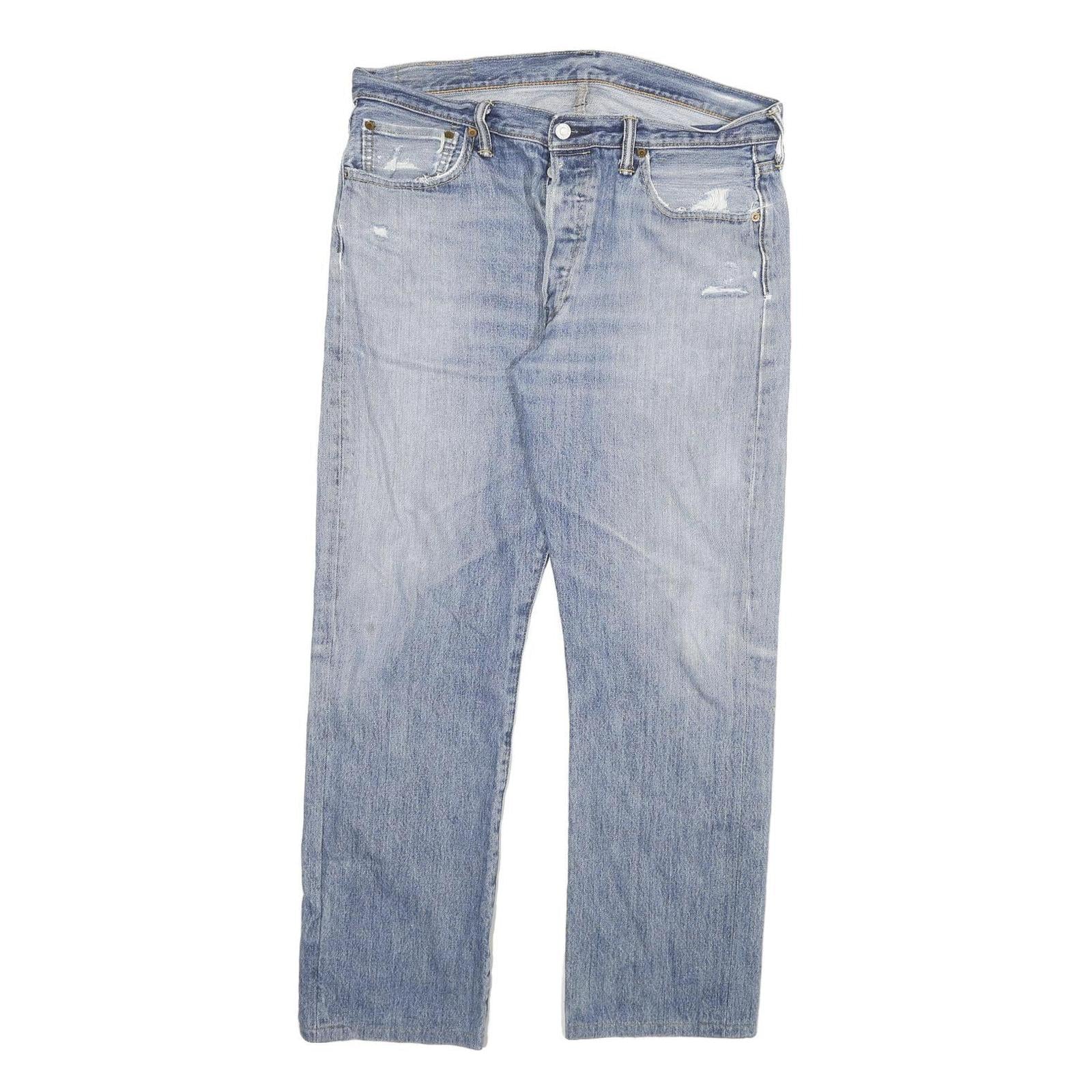 LEVI'S 501 Mens Jeans Blue Regular Straight Denim Light W36 L29 Button Closure Refurbished - N/A refurbished available on Cerqular
