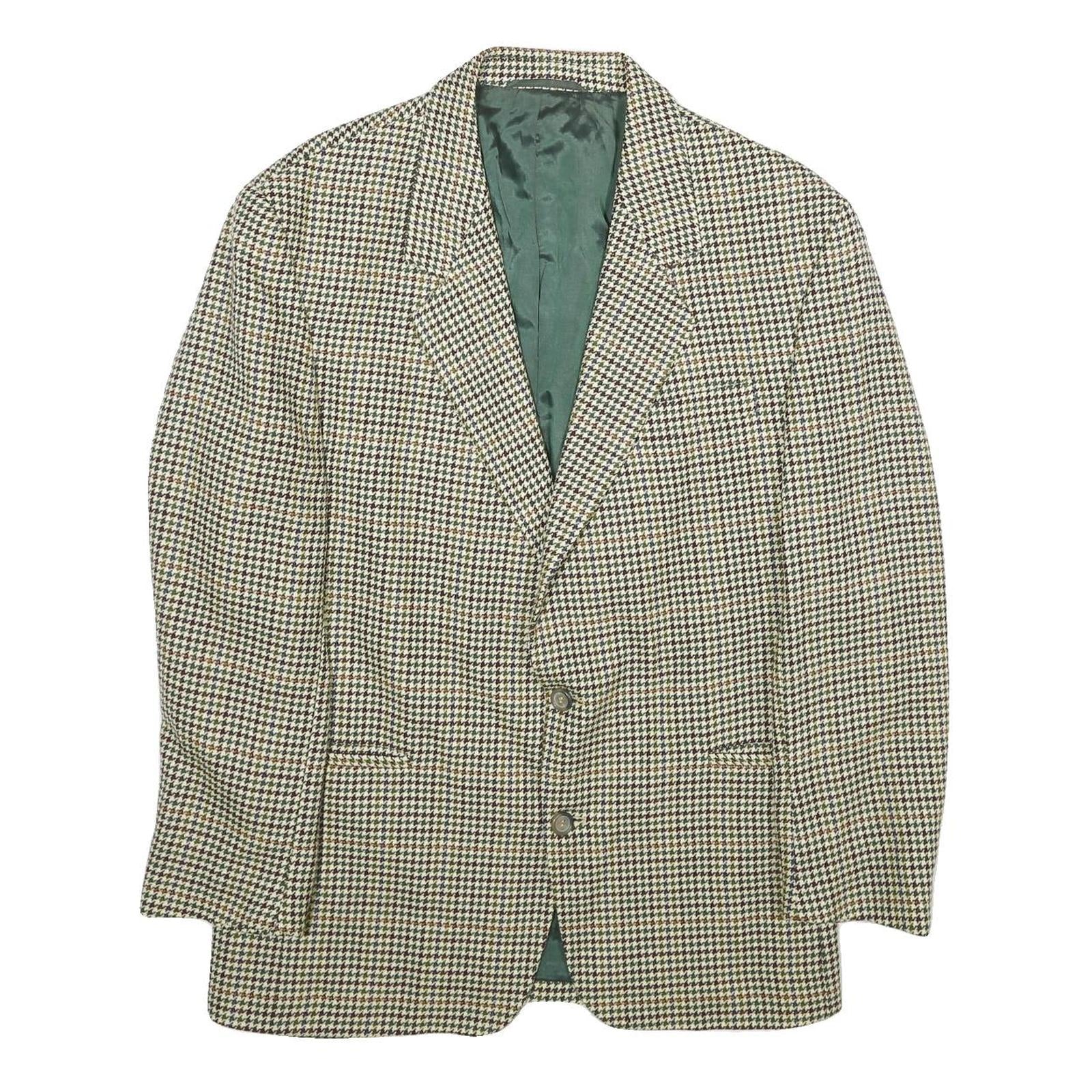 LIBERTY Mens Beige & Green Wool Check Button Jacket L Woven Classic Fit Refurbished - N/A refurbished available on Cerqular