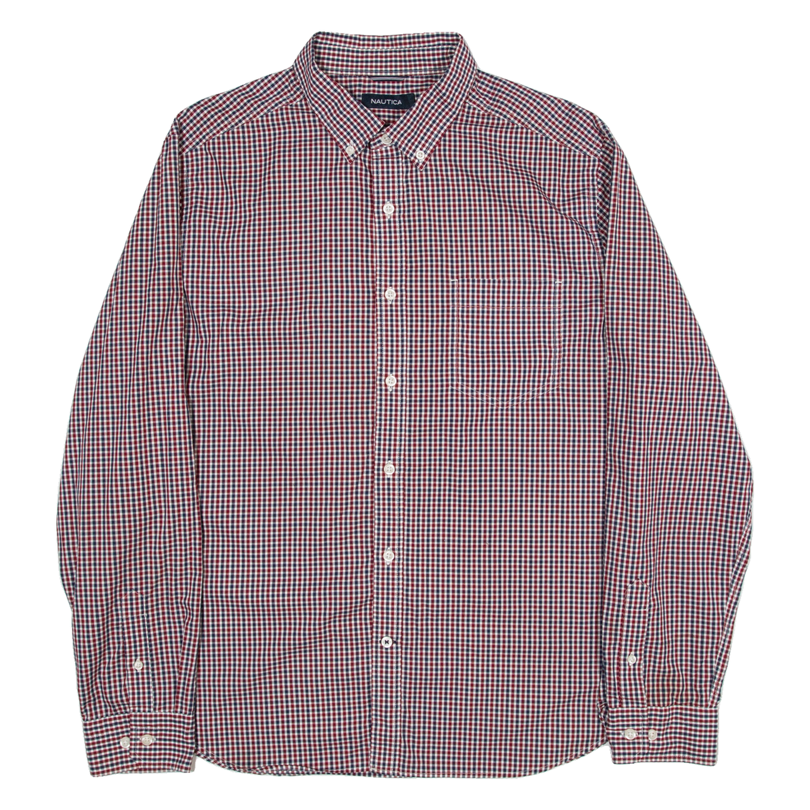 NAUTICA Mens Shirt Red Gingham Long Sleeve XL Refurbished - N/A refurbished available on Cerqular