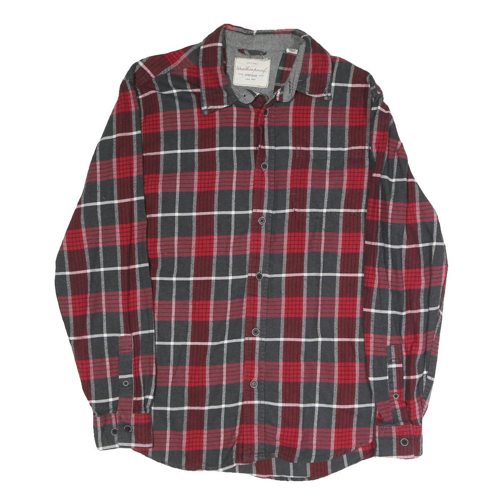 WEATHERPROOF Mens Red & Grey Check Shirt M Button Long Sleeve Casual Cotton Refurbished - N/A refurbished available on Cerqular