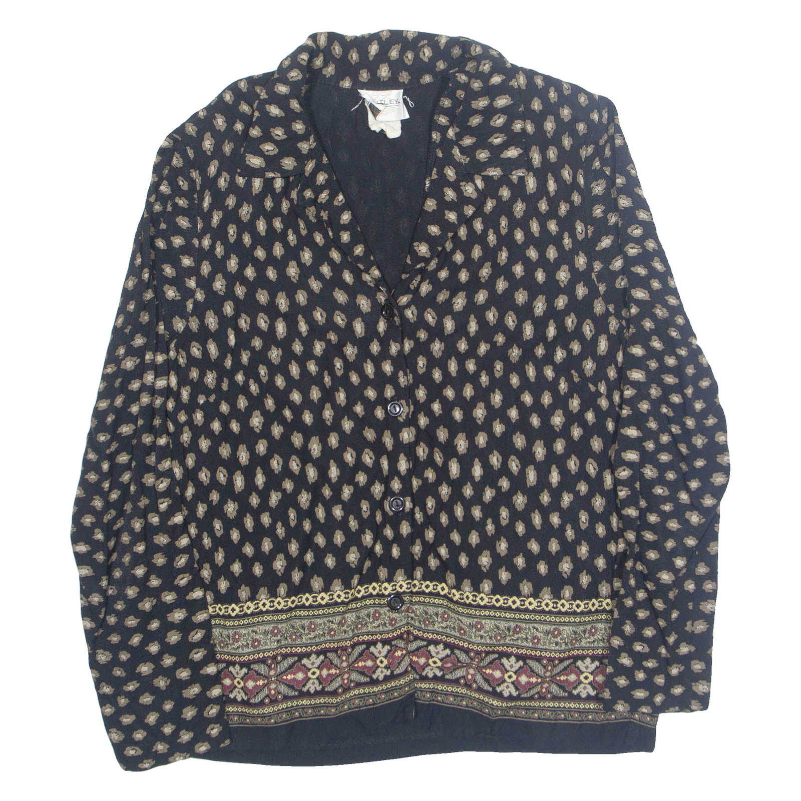 Buy BENTLEY Womens Printed Blouse Black Collared Long Sleeve Crazy Pattern M Refurbished - $16.89 BENTLEY Womens Printed Blouse Black Collared Long Sleeve Crazy Pattern M Refurbished - N/A refurbished available on Cerqular