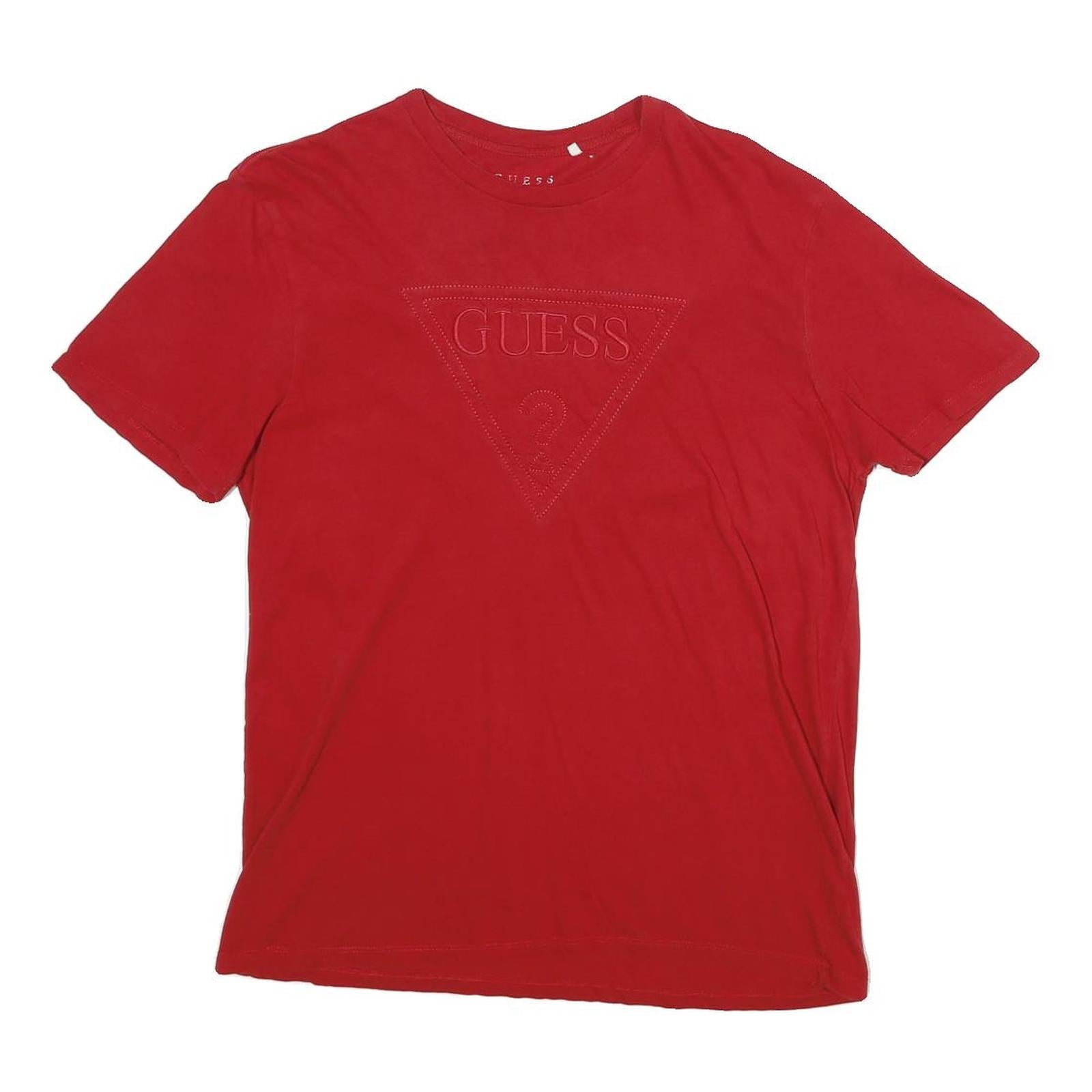 GUESS Mens Red Graphic T-Shirt M Short Sleeve Crew Neck Casual Cotton Refurbished - N/A refurbished available on Cerqular