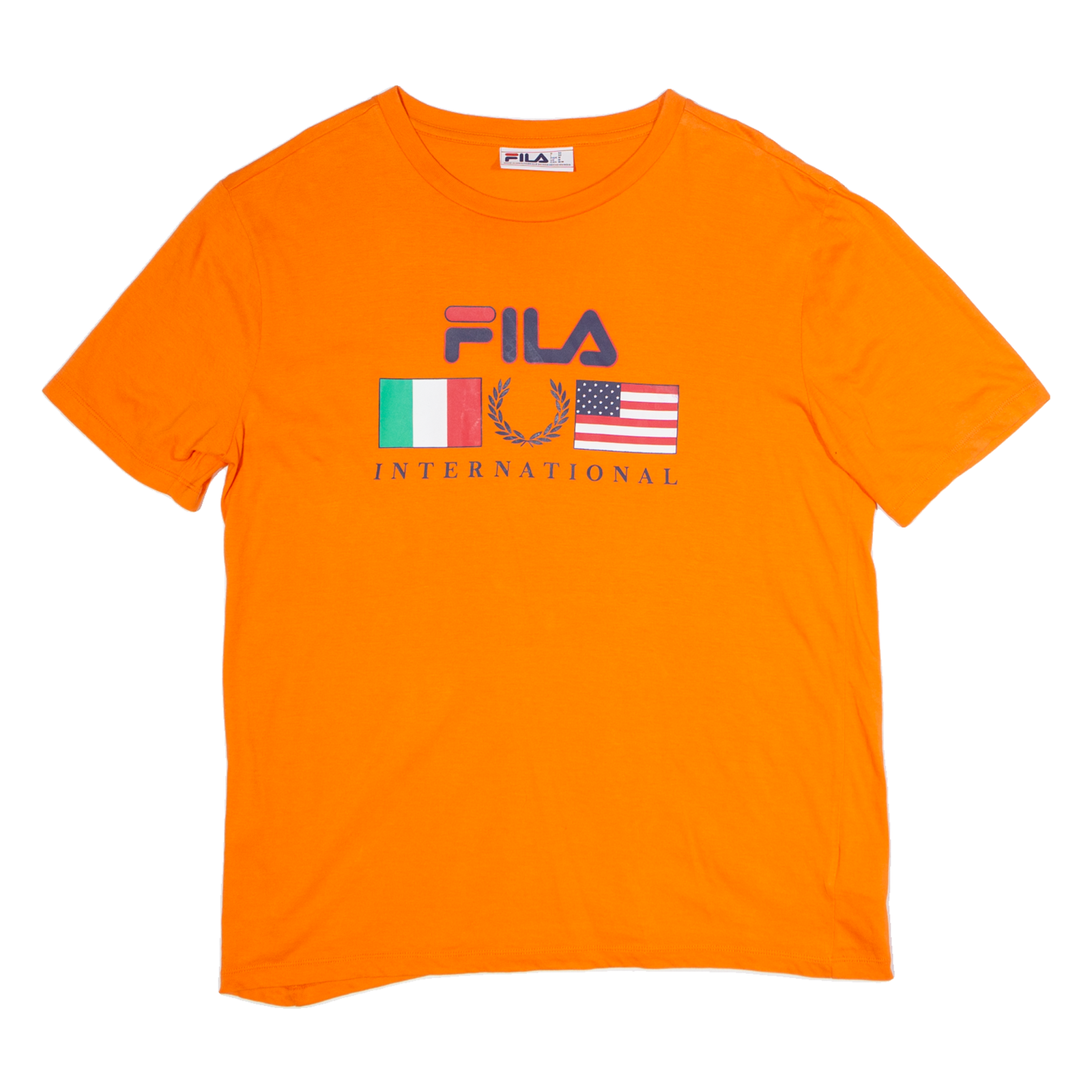 FILA Mens T-Shirt Orange USA Crew Neck M Refurbished - N/A refurbished available on Cerqular