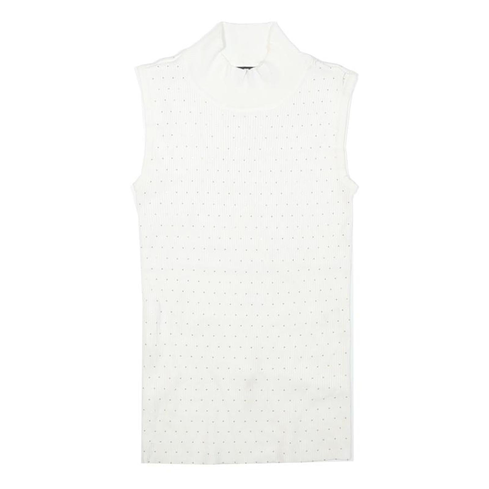 TAHARI Womens White Sleeveless Roll Neck Top M Cotton Blend Elegant Basics Refurbished - N/A refurbished available on Cerqular