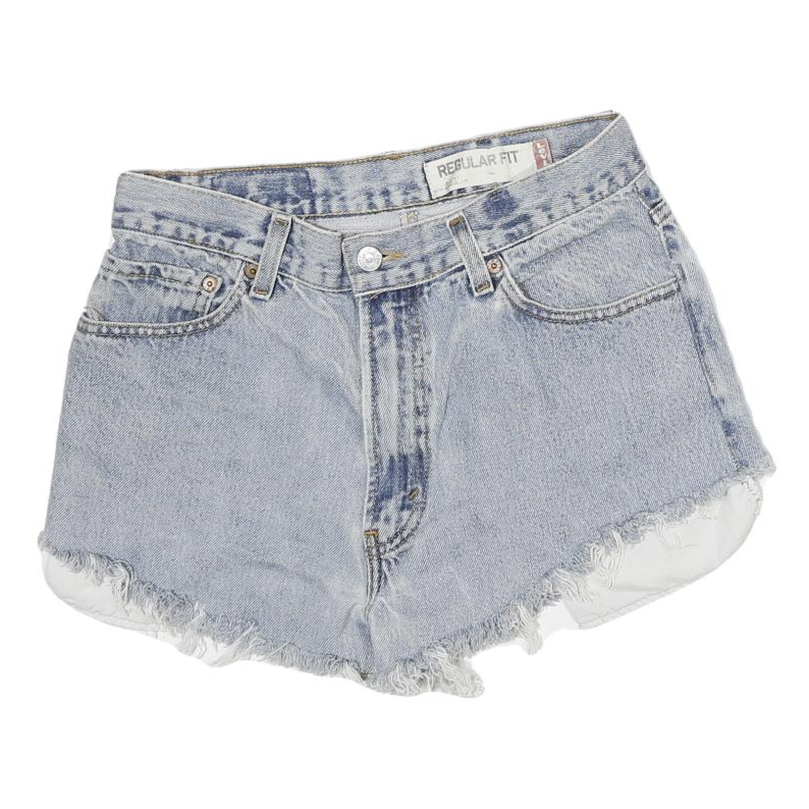 LEVI'S Womens Shorts Blue Denim Regular Fit S W26 Distressed Frayed Hem Refurbished - N/A refurbished available on Cerqular