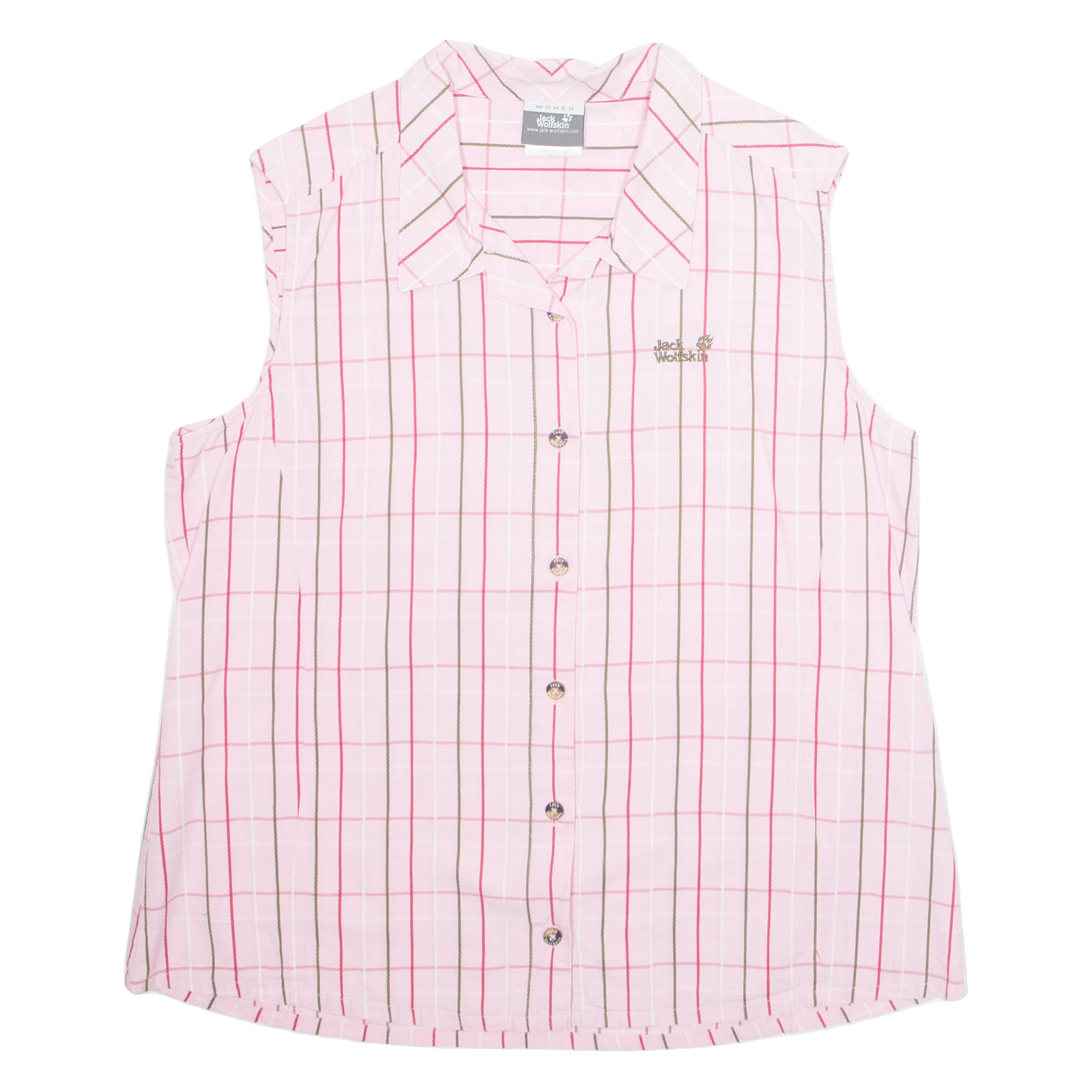 JACK WOLFSKIN Womens Shirt Pink Plaid Sleeveless XL Refurbished - N/A refurbished available on Cerqular