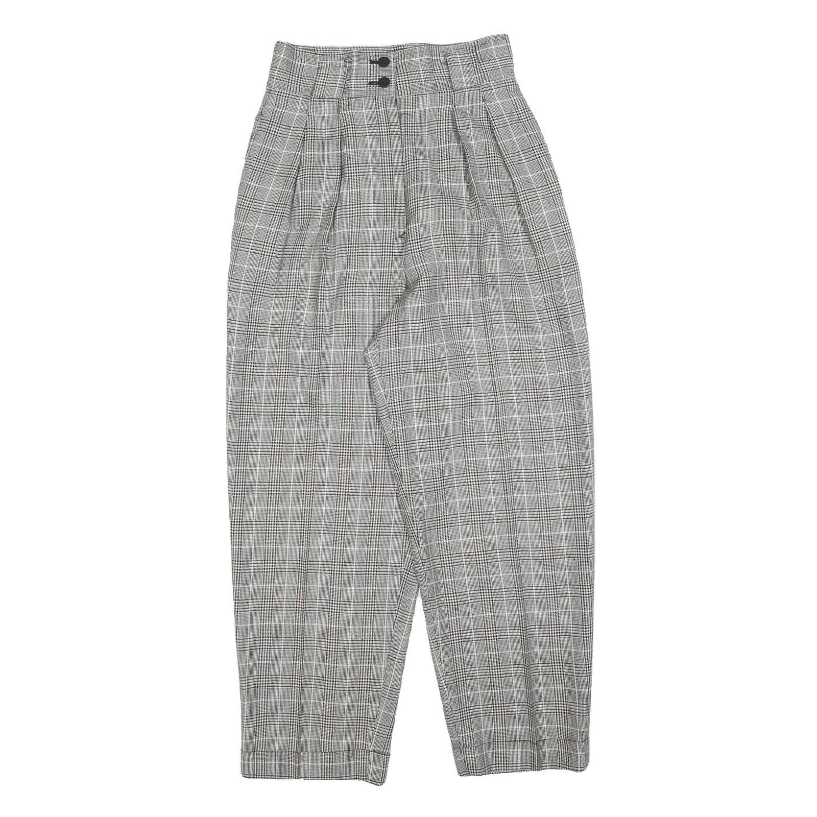 Womens Grey Checked Regular Fit Tapered Trousers W24 L25 Stylish Tailored Refurbished - N/A refurbished available on Cerqular