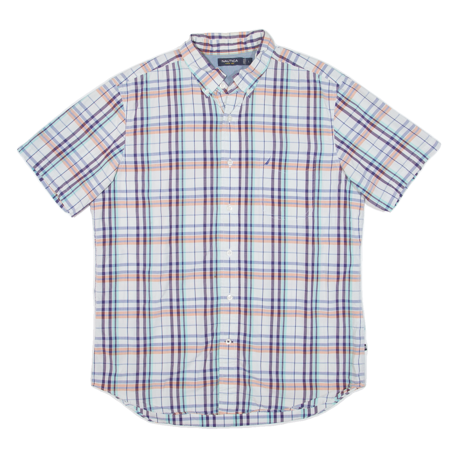 NAUTICA Mens Shirt White Check L Refurbished - N/A refurbished available on Cerqular