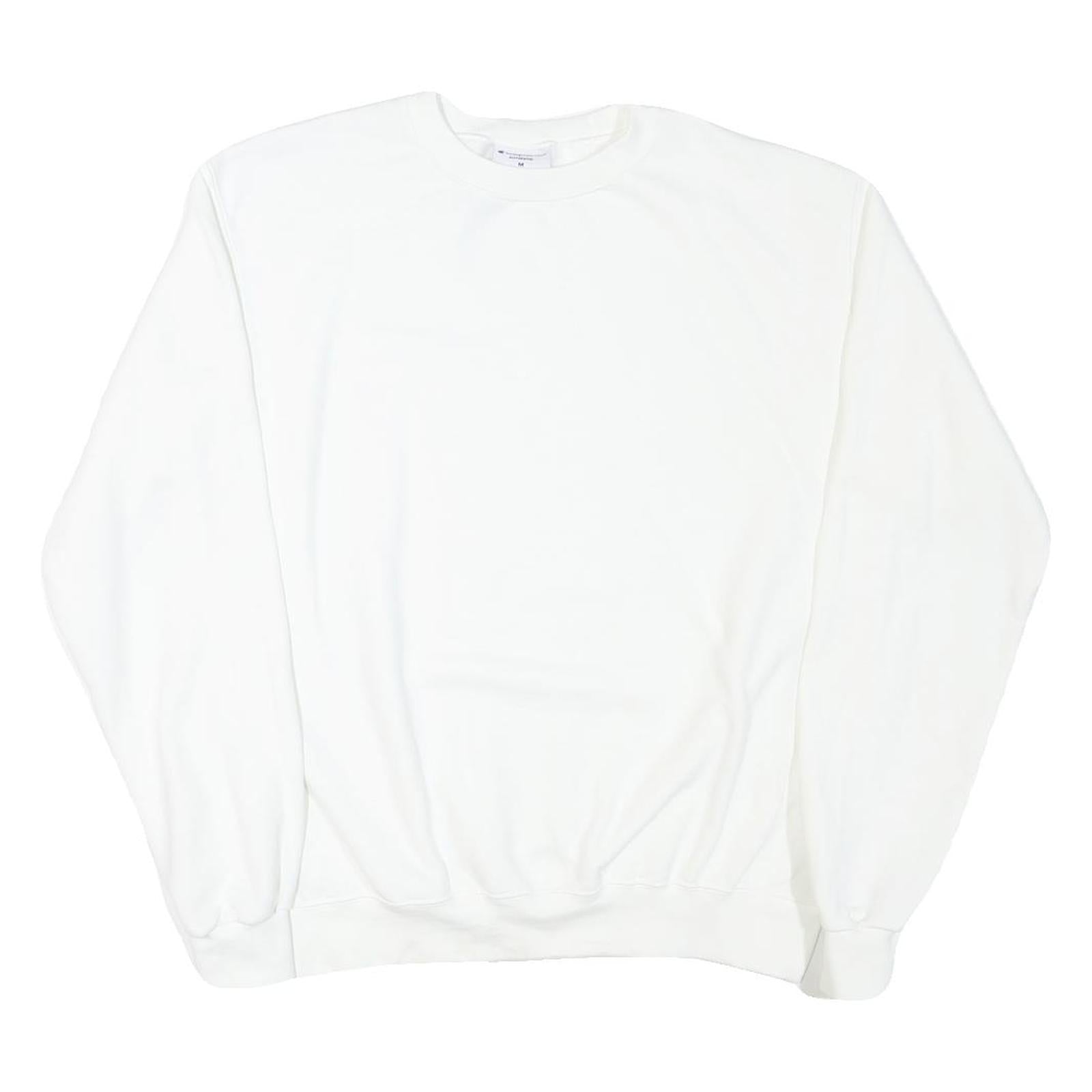 CHAMPION Mens White Cotton Blend Crew Neck M Plain Pullover Sweatshirt Refurbished - N/A refurbished available on Cerqular