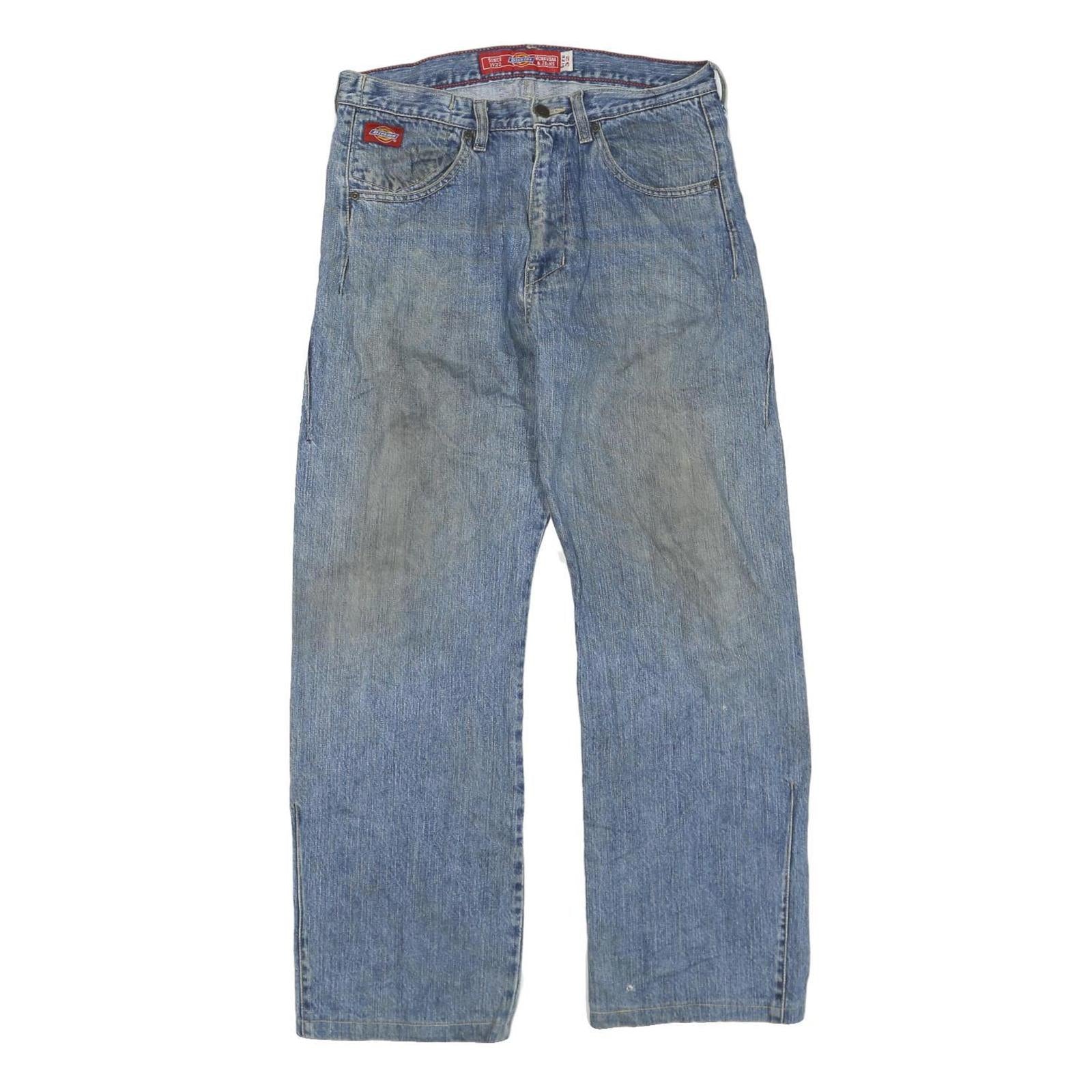 DICKIES Womens Blue Denim Regular Fit Straight Leg Cotton Blend Light W32 L30 Refurbished - N/A refurbished available on Cerqular
