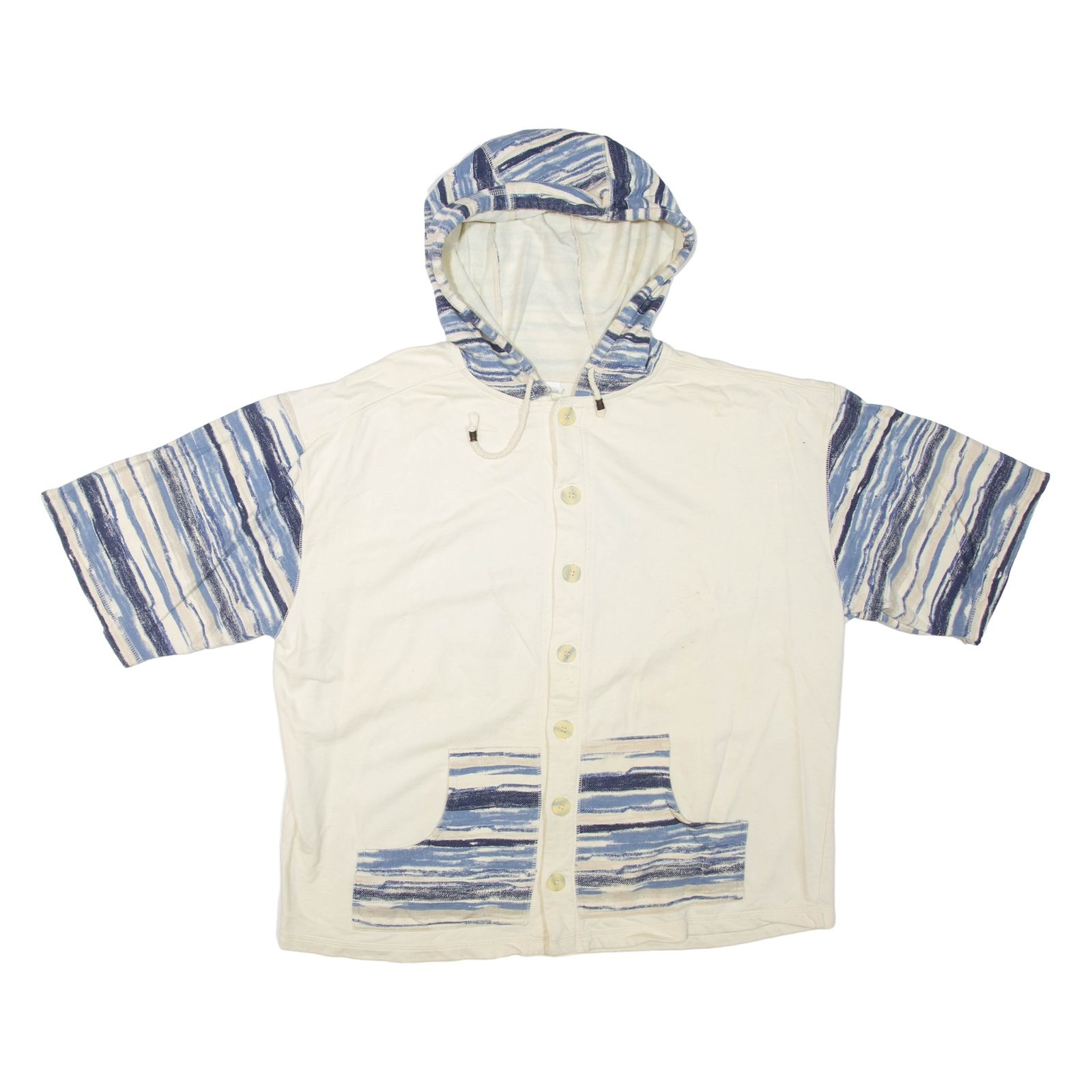Short Sleeve Mens Jacket Cream Hooded Crazy Pattern L Refurbished - N/A refurbished available on Cerqular