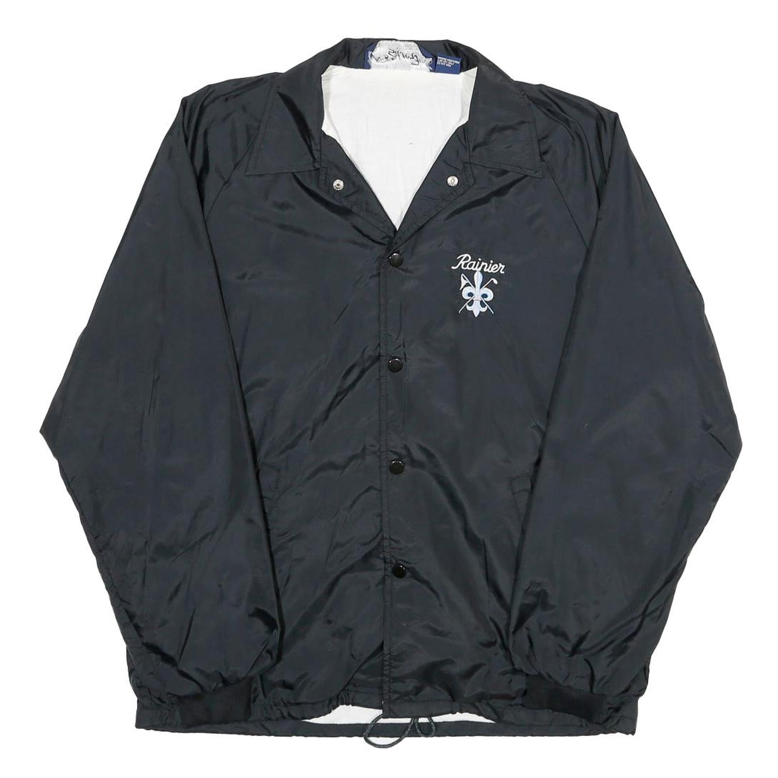 SILVESTER Mens Black Nylon Button Jacket S Plain Lightweight Casual Outerwear Refurbished - N/A refurbished available on Cerqular