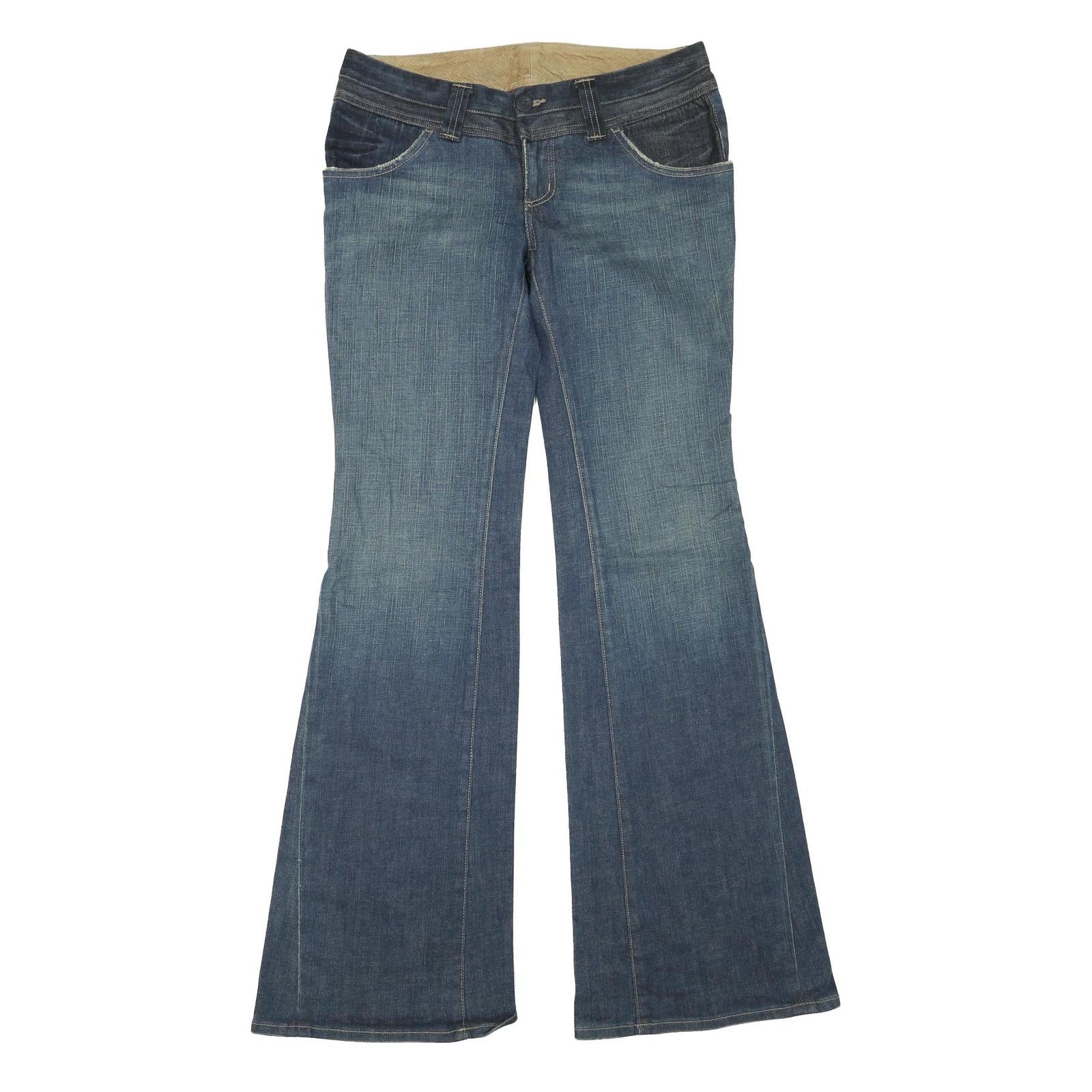 Womens Regular Fit Flared Denim Cotton Blend Blue Jeans W32 L35 Classic Style Refurbished - N/A refurbished available on Cerqular