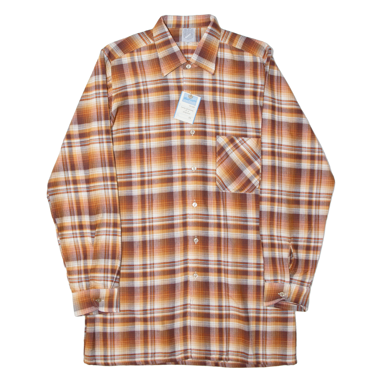 MARSUM Mens Shirt Orange Check Long Sleeve S Refurbished - N/A refurbished available on Cerqular