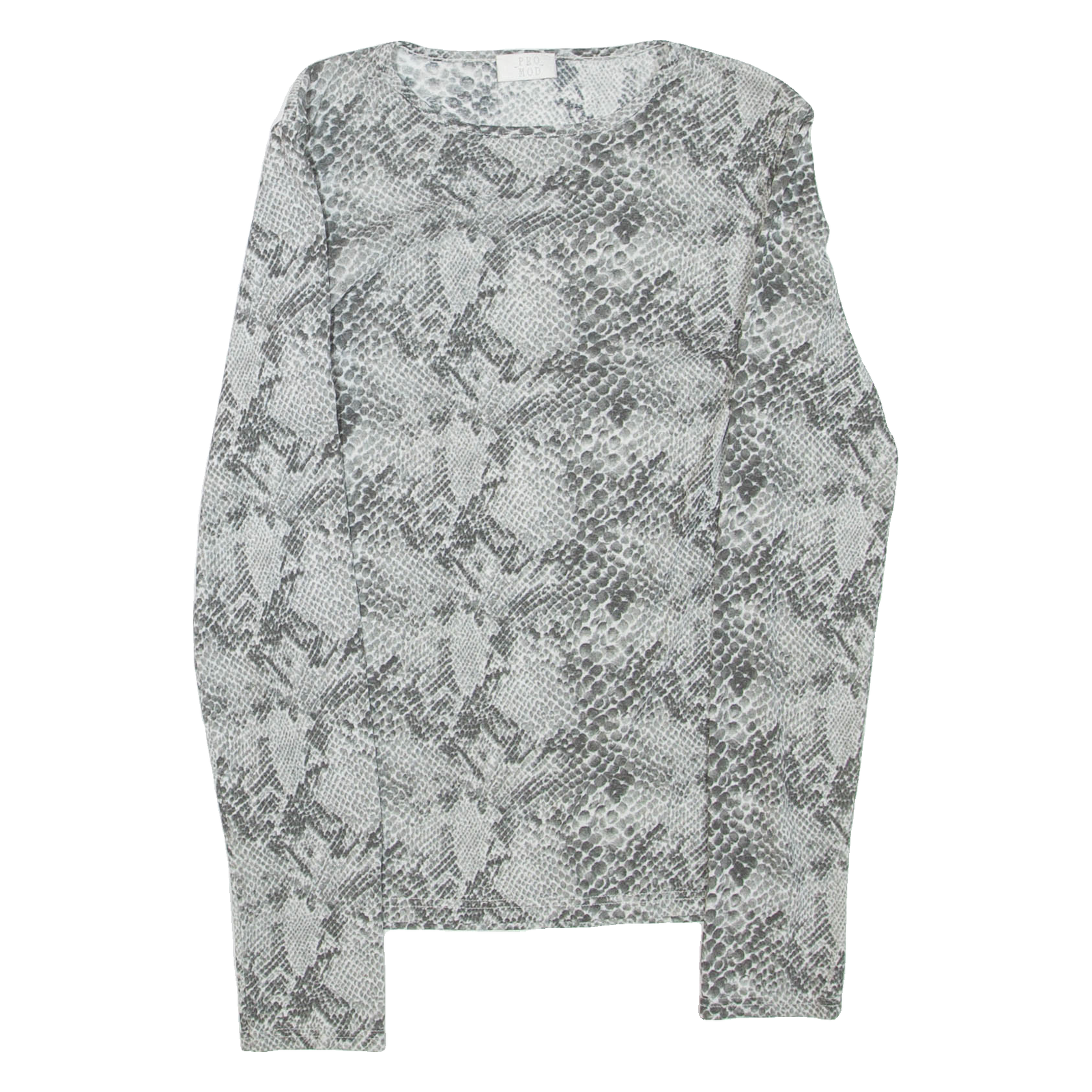 PRO MOD Sheer Womens Printed Top Grey Long Sleeve Animal Print S Refurbished - N/A refurbished available on Cerqular