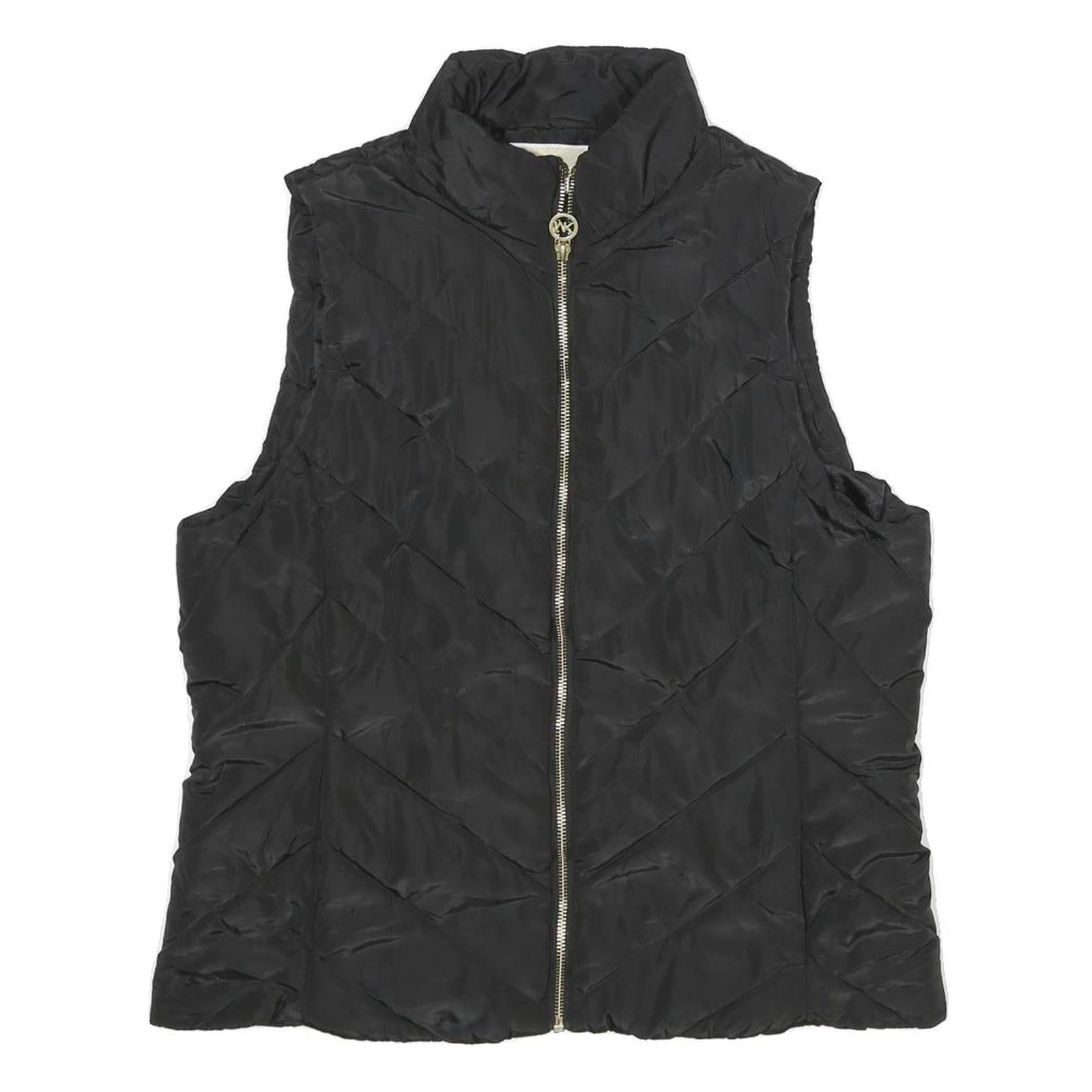 MICHAEL KORS Womens Black Quilted Jacket L Polyester Zip Sleeveless Classic Fit Refurbished - N/A refurbished available on Cerqular