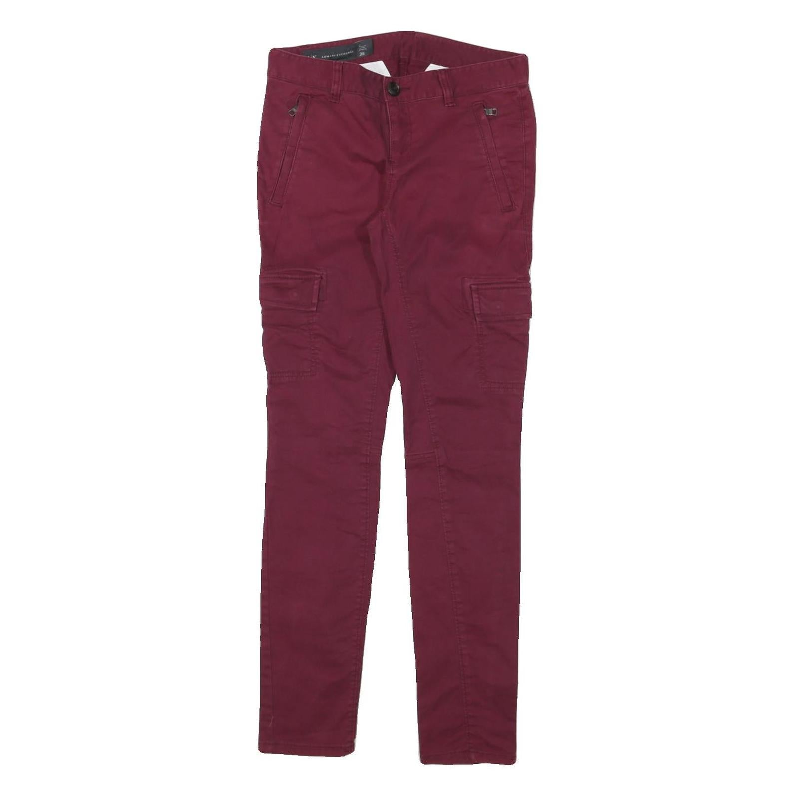 ARMANI EXCHANGE Womens Cotton Blend Burgundy Slim Trousers W28 L29 Cargo Pockets Refurbished - N/A refurbished available on Cerqular