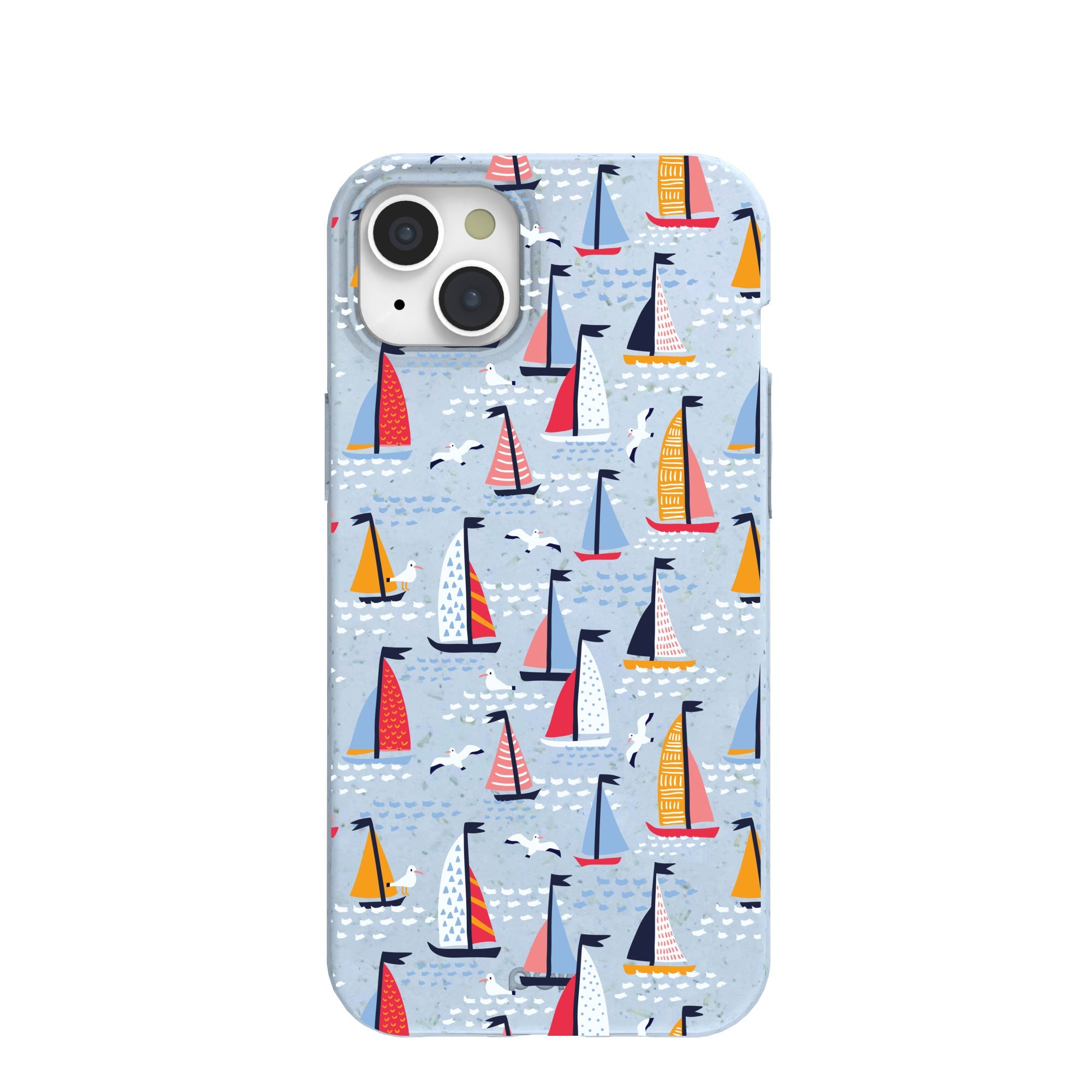 Powder Blue Sails and Seagulls iPhone 15 Plus Case Refurbished - Pela Case refurbished available on Cerqular