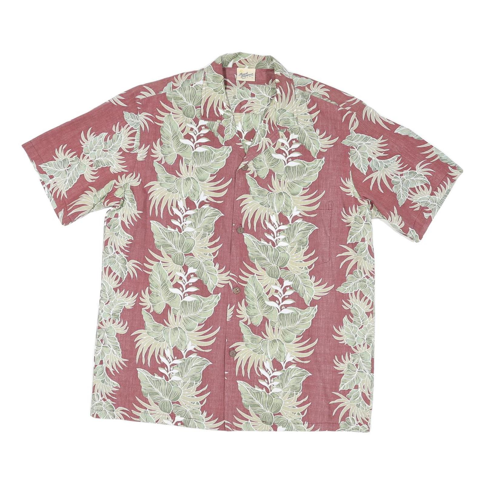 ROYAL CREATIONS Mens Red & Green Floral Cotton Blend Shirt L Summer Casual Refurbished - N/A refurbished available on Cerqular